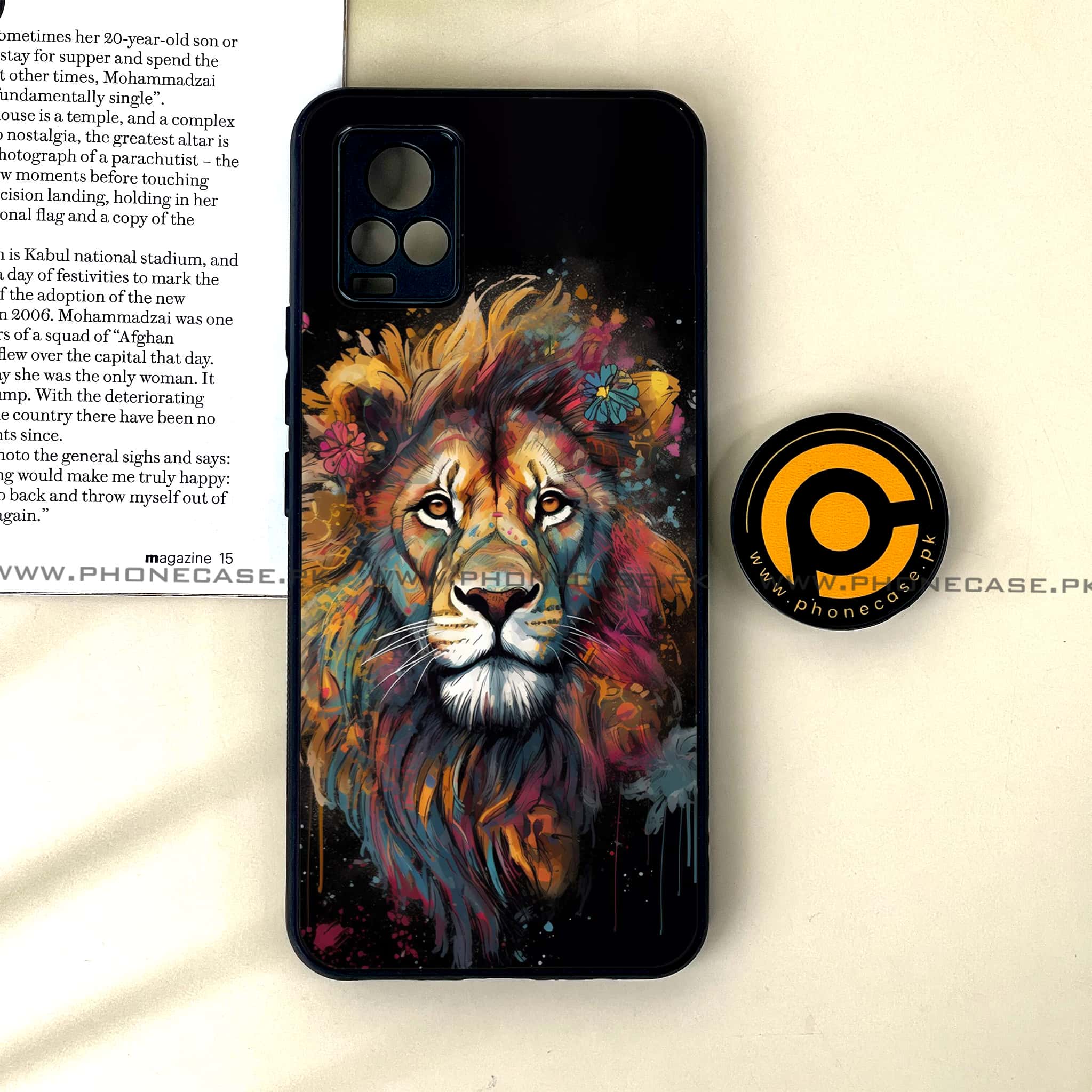 Vivo V20 - Tiger 2.0 Series - Premium Printed Glass soft Bumper shock Proof Case