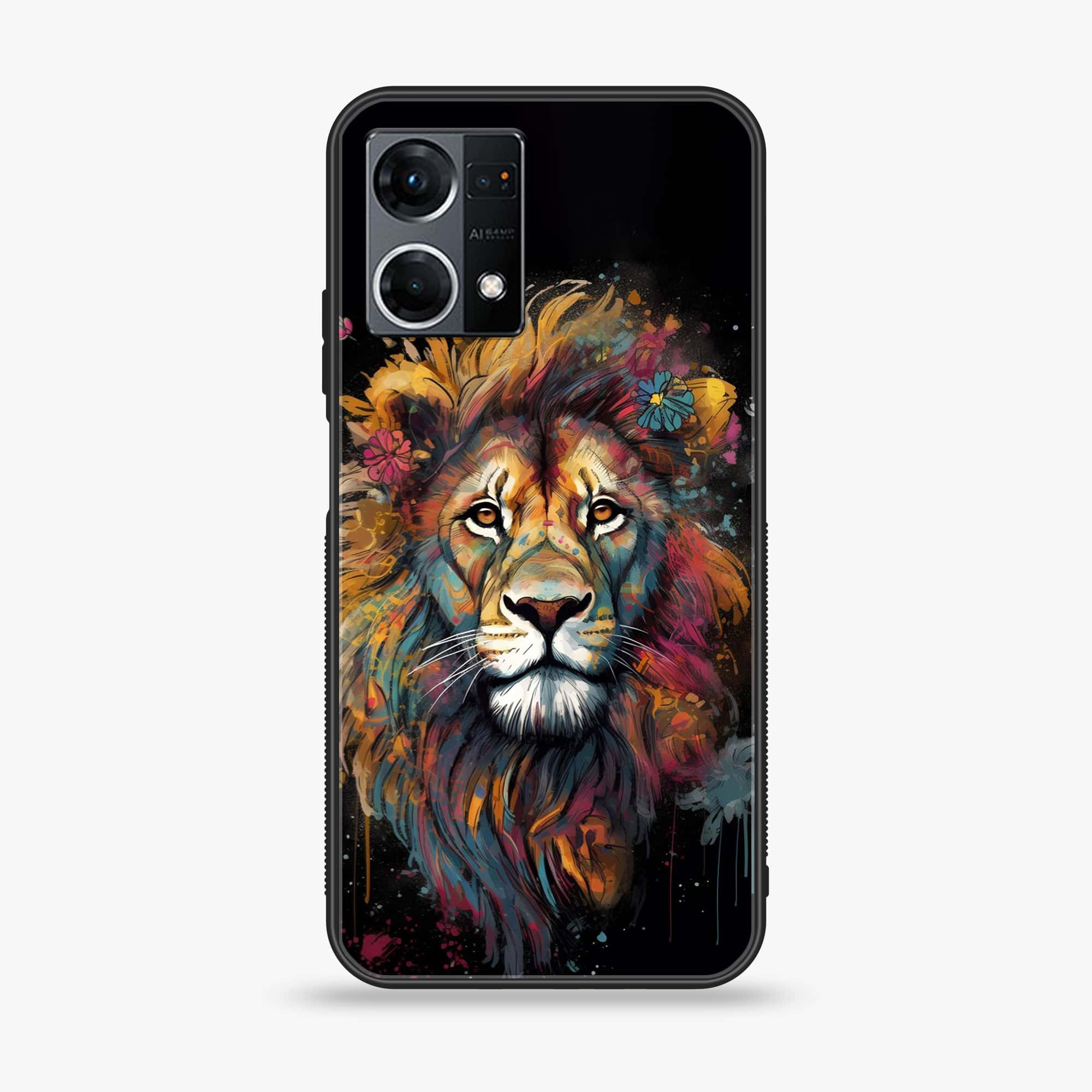 Oppo Reno 7 - Tiger 2.0 Series - Premium Printed Glass soft Bumper shock Proof Case