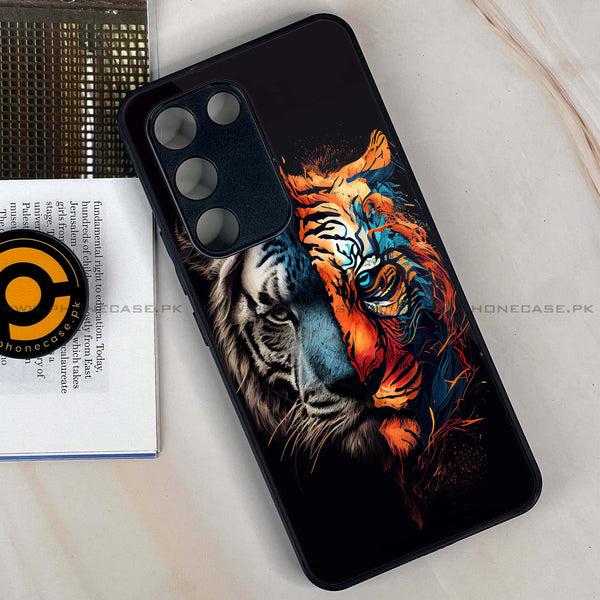 Vivo Y100 - Tiger 2.0 Series - Premium Printed Glass soft Bumper shock Proof Case