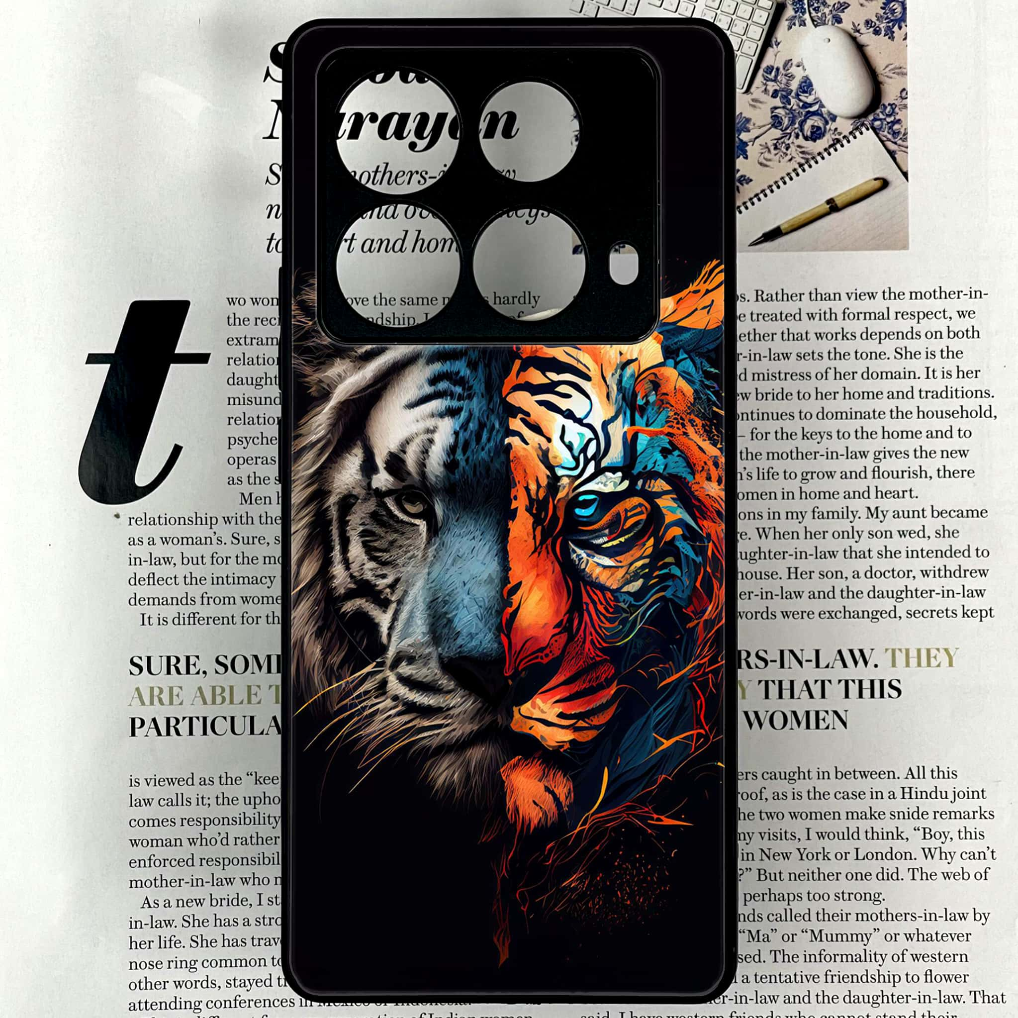 Infinix Note 40 4G - Tiger 2.0 Series - Premium Printed Glass soft Bumper shock Proof Case