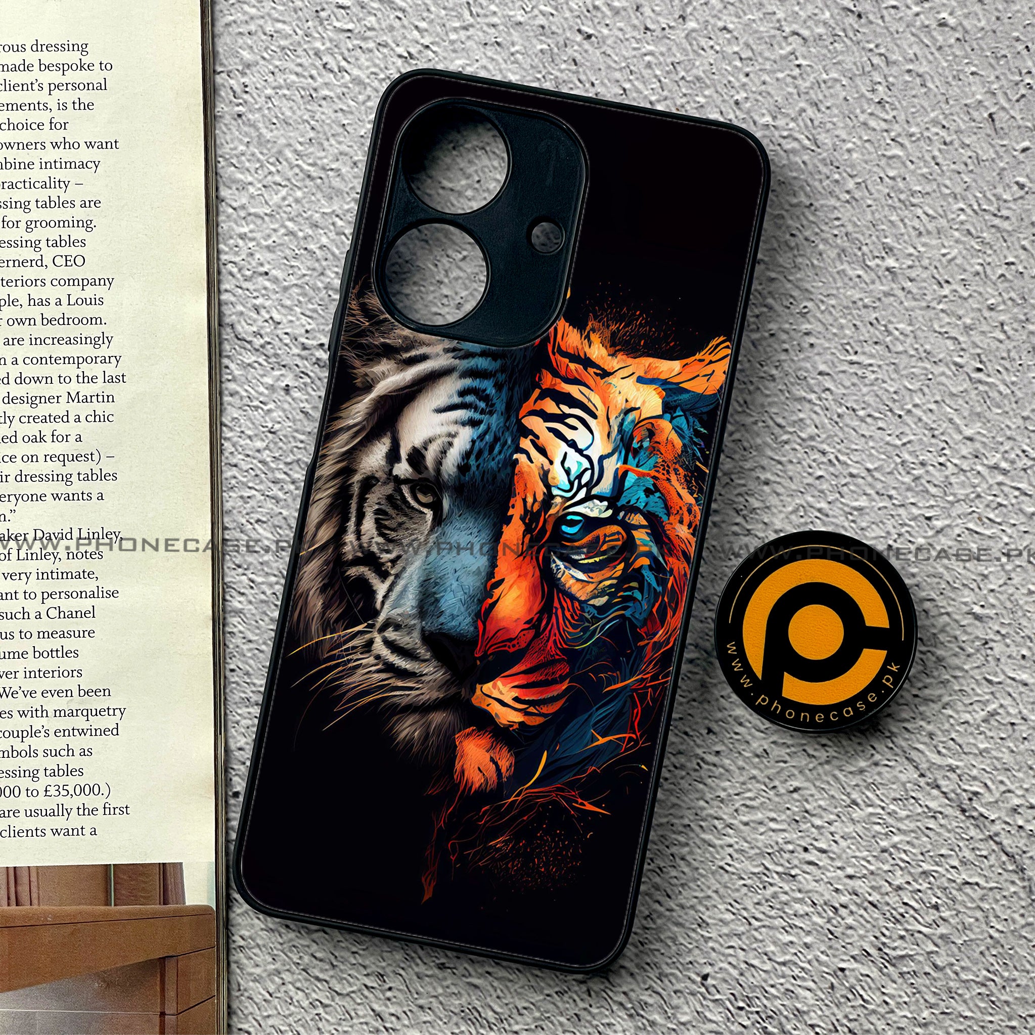 Realme Note 60 - Tiger 2.0 Series - Premium Printed Glass soft Bumper shock Proof Case