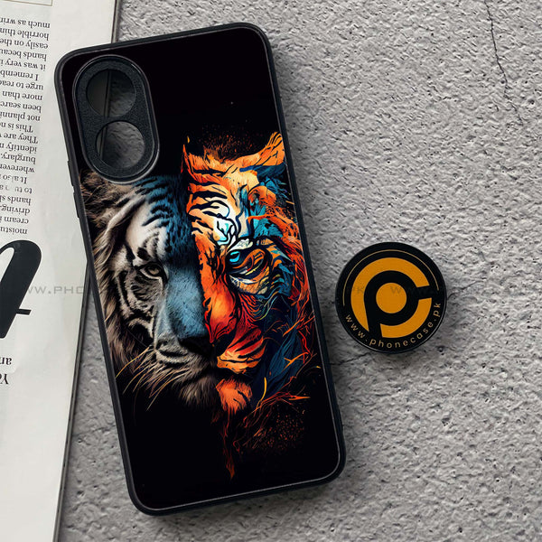 Oppo A18 4G - Tiger 2.0 Series - Premium Printed Glass soft Bumper shock Proof Case
