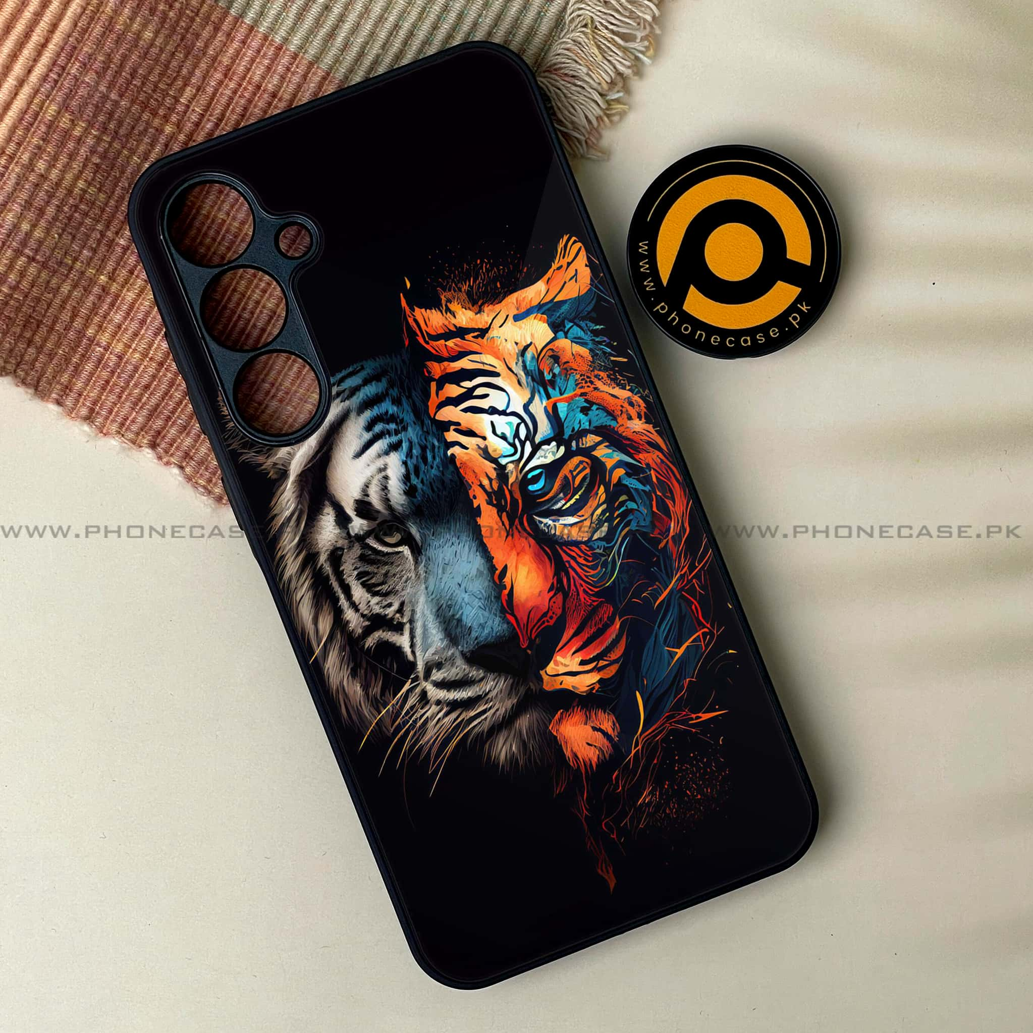 Samsung Galaxy A14 - Tiger Series 2.0 - Premium Printed Glass soft Bumper shock Proof Case