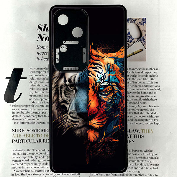 Vivo V30 - Tiger 2.0 Series - Premium Printed Glass soft Bumper shock Proof Case