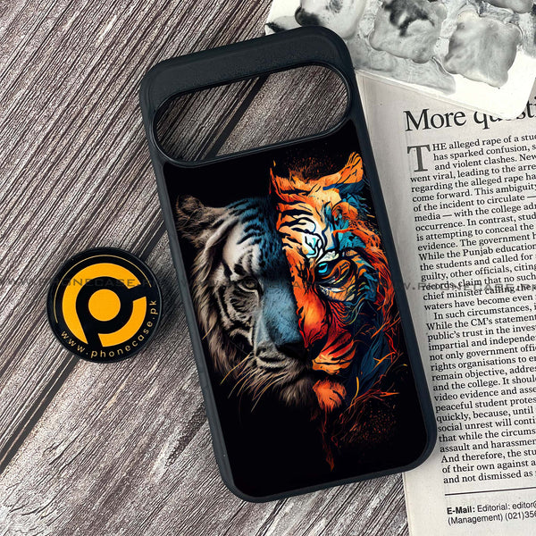 Google Pixel 9 - Tiger 2.0 Series - Premium Printed Glass soft Bumper shock Proof Case