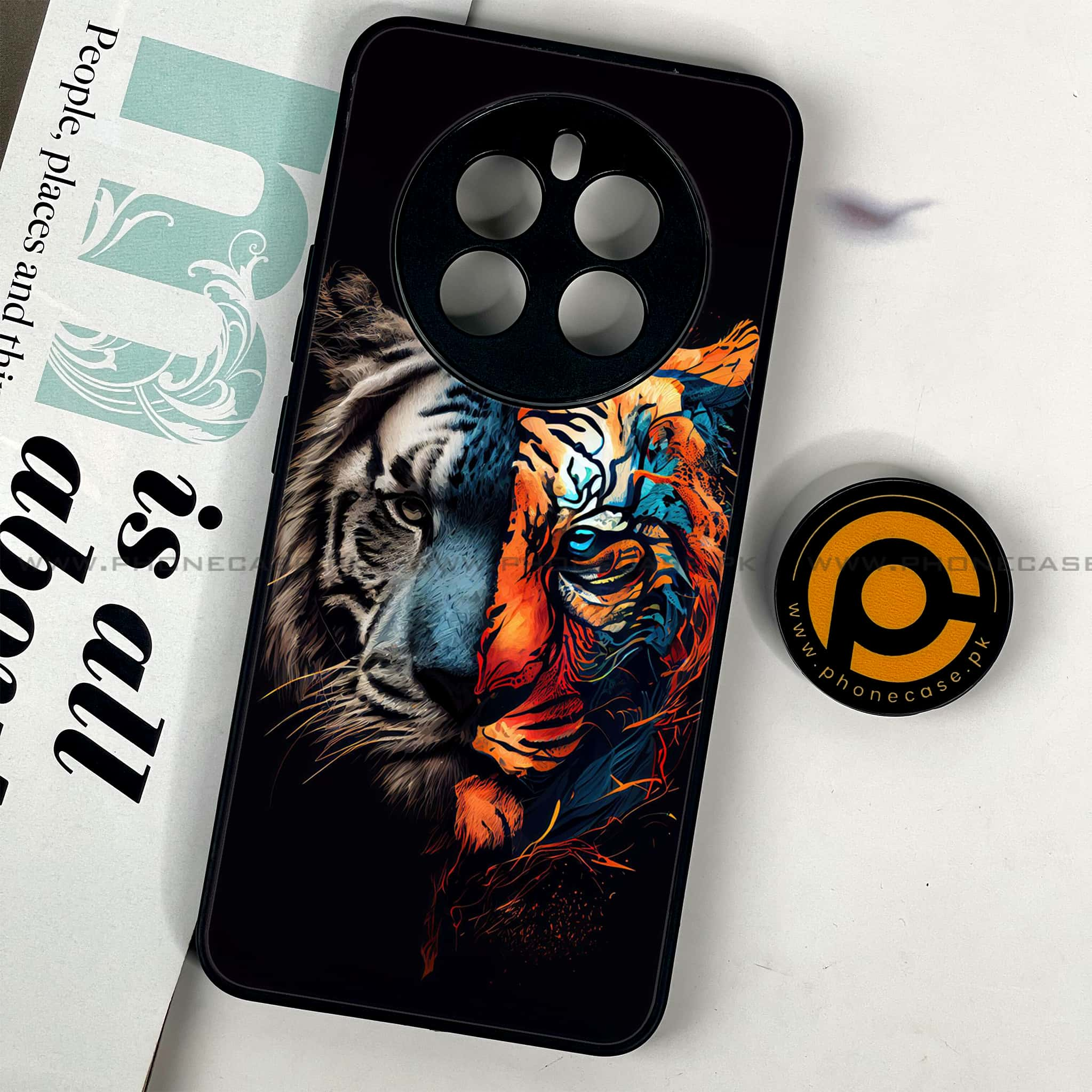 Realme 12 - Tiger 2.0 Series - Premium Printed Glass soft Bumper shock Proof Case