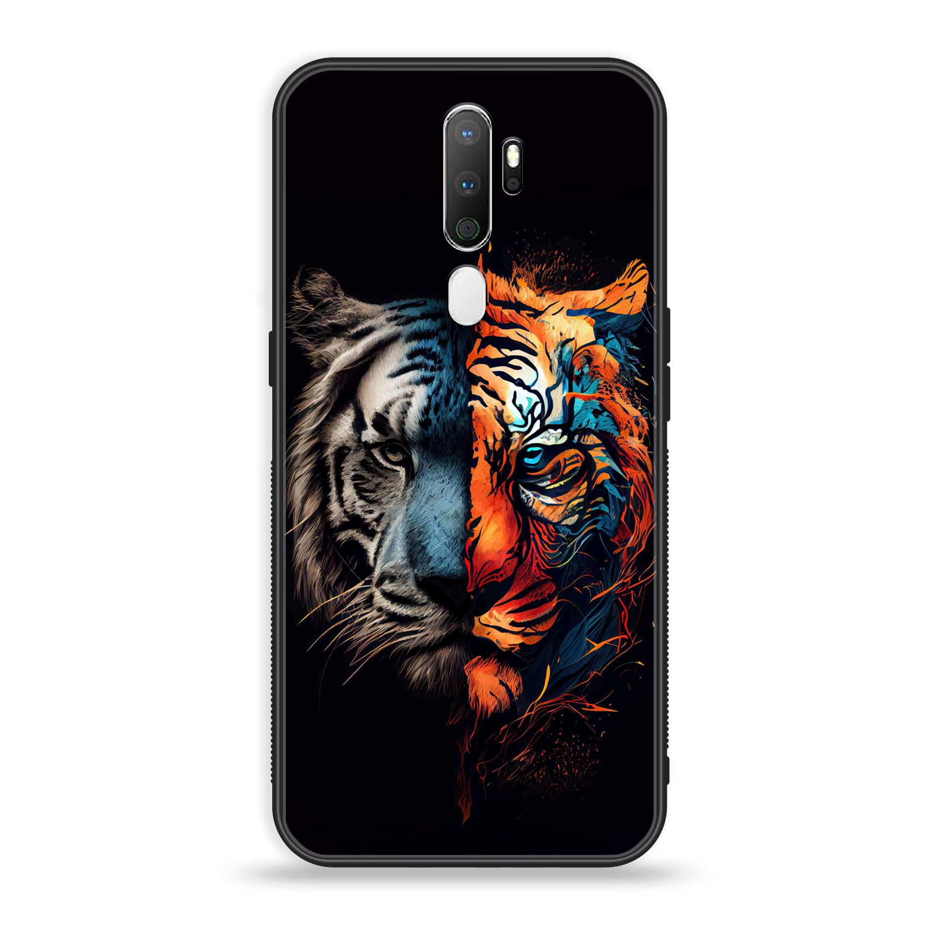 Oppo A5 2020 - Tiger 2.0 Series - Premium Printed Glass soft Bumper shock Proof Case