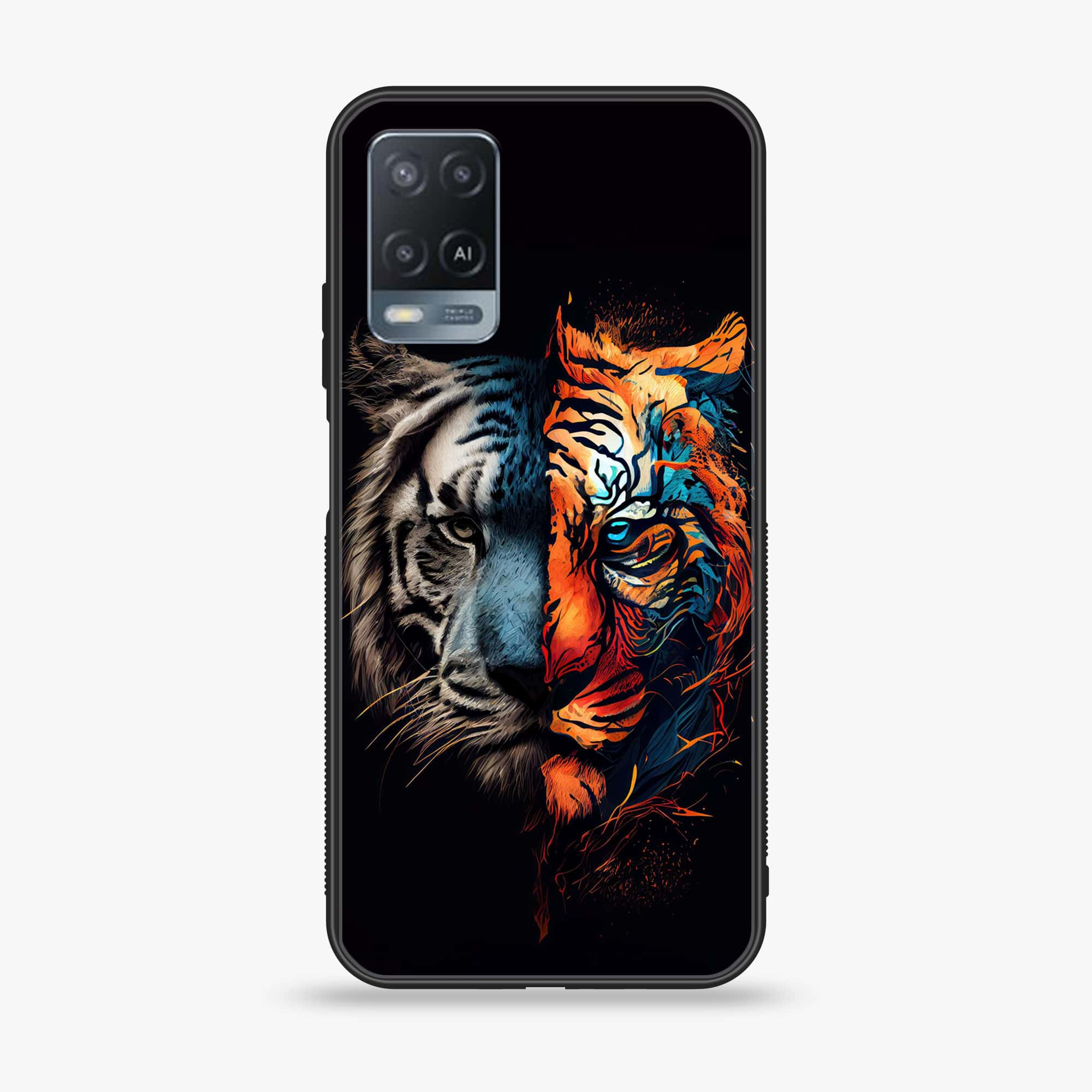 Oppo A54 - Tiger 2.0 Series - Premium Printed Glass soft Bumper shock Proof Case