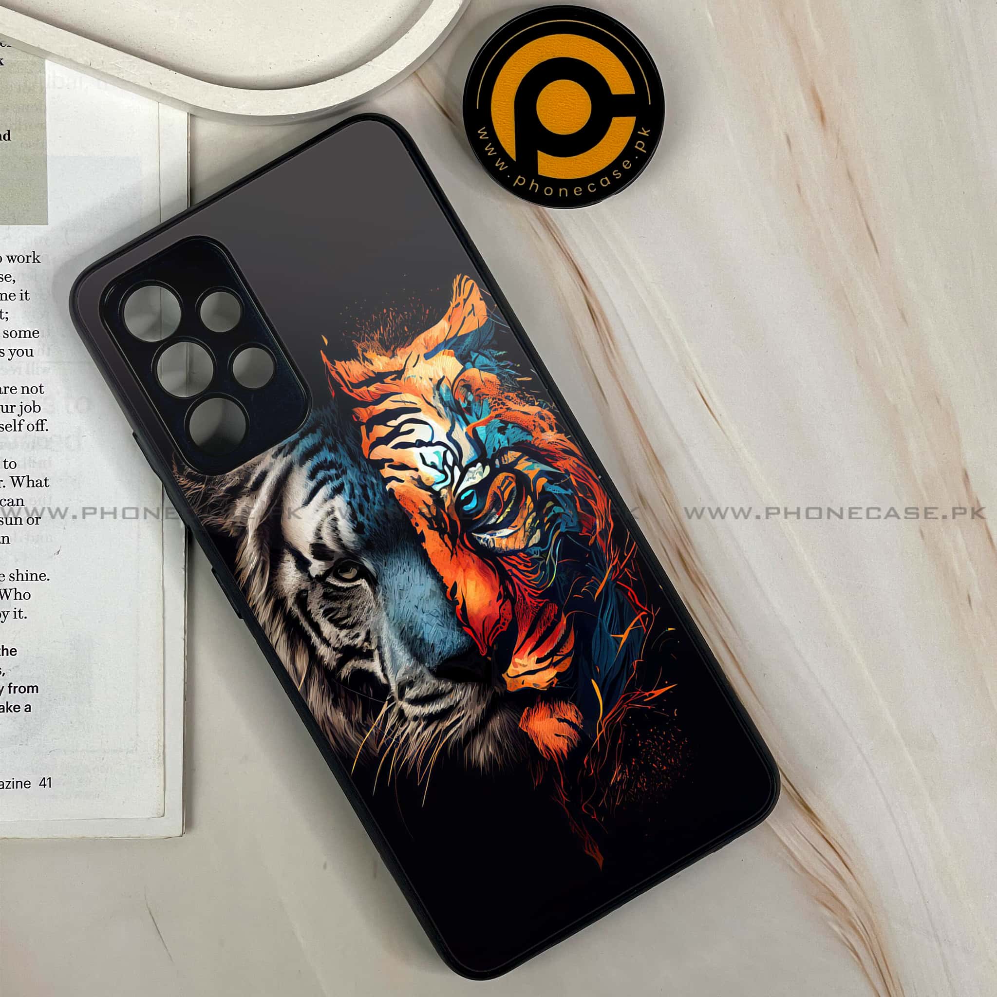 Samsung Galaxy A13 - Tiger 2.0 Series - Premium Printed Glass soft Bumper shock Proof Case