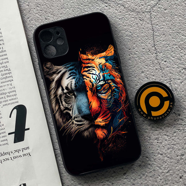 iPhone 11 Tiger Series 2.0 Premium Printed Glass soft Bumper shock Proof Case