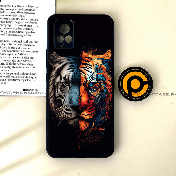 Vivo V20 - Tiger 2.0 Series - Premium Printed Glass soft Bumper shock Proof Case