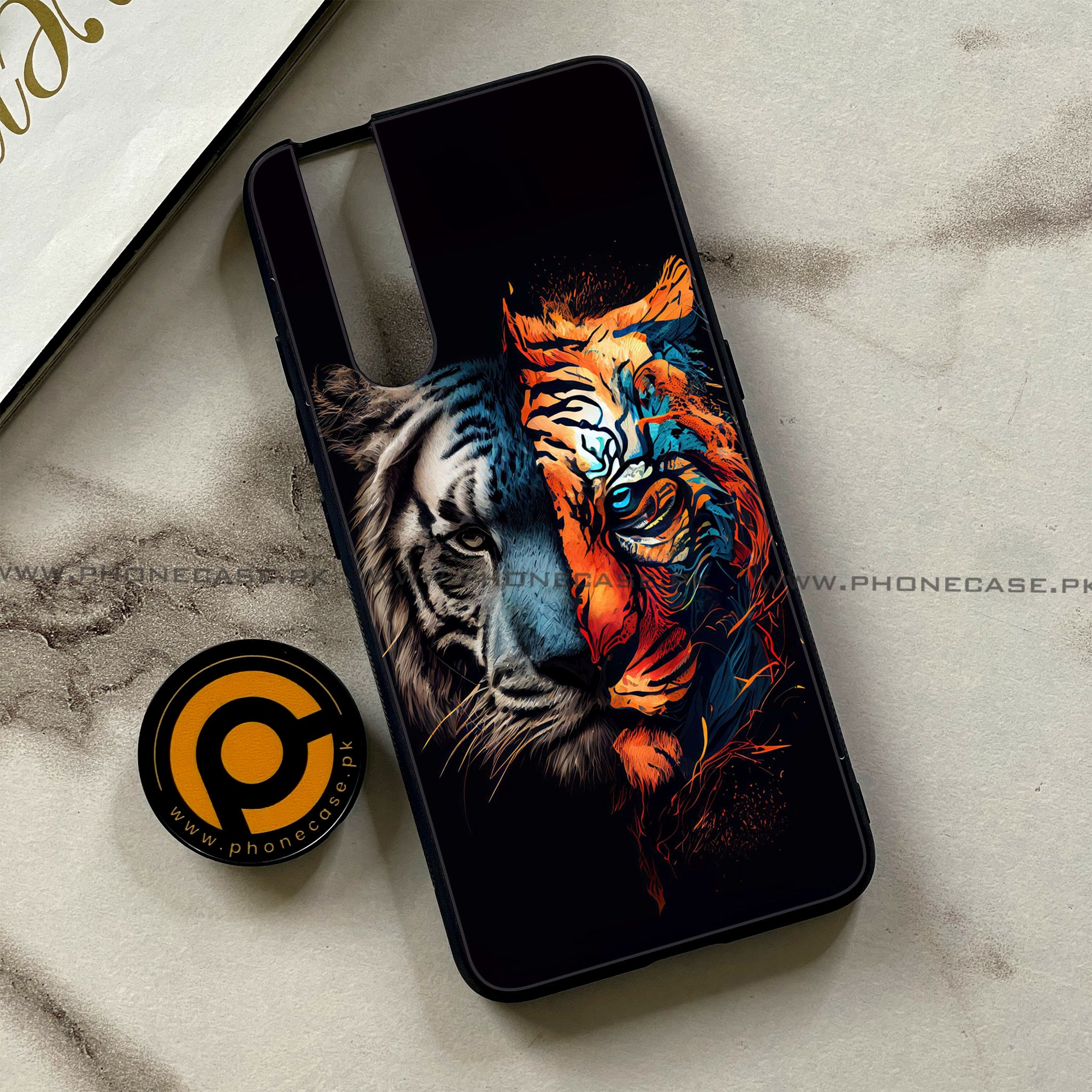 Vivo V15 Pro - Tiger 2.0 Series - Premium Printed Glass soft Bumper shock Proof Case