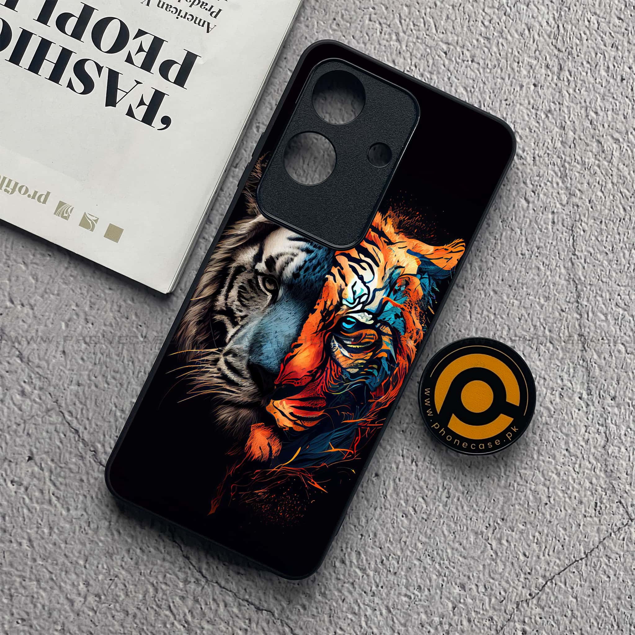 Realme Note 60x - Tiger 2.0 Series - Premium Metal  Printed soft Bumper shock Proof Case