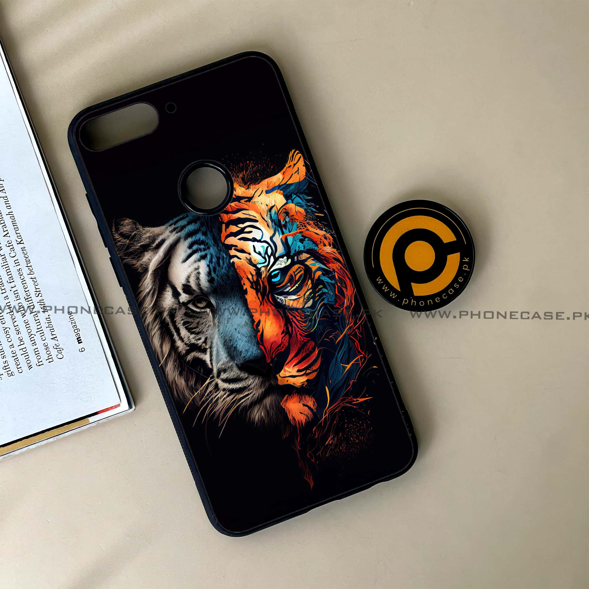 Huawei Y7 Prime (2018) - Tiger 2.0 Series - Premium Printed Glass soft Bumper shock Proof Case