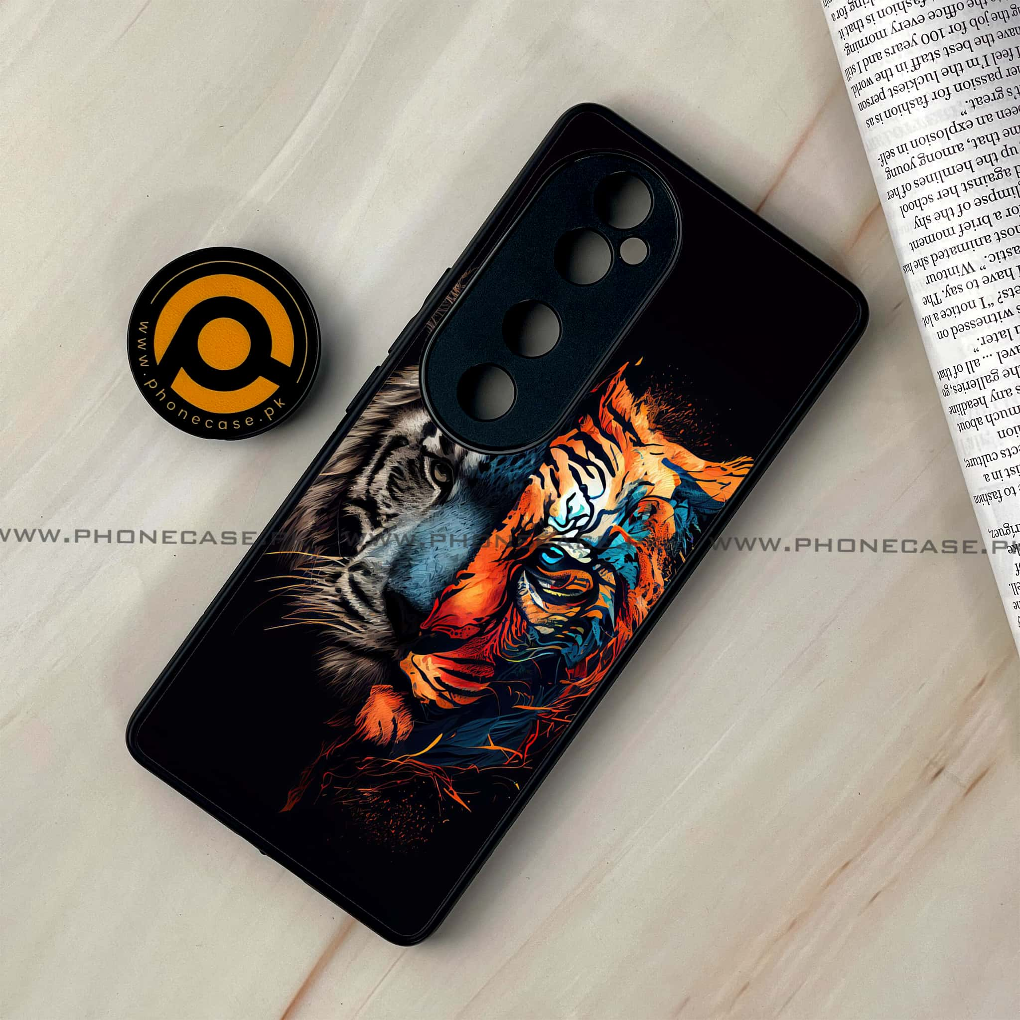 Vivo V40 - Tiger 2.0 Series - Premium Printed Glass soft Bumper shock Proof Case