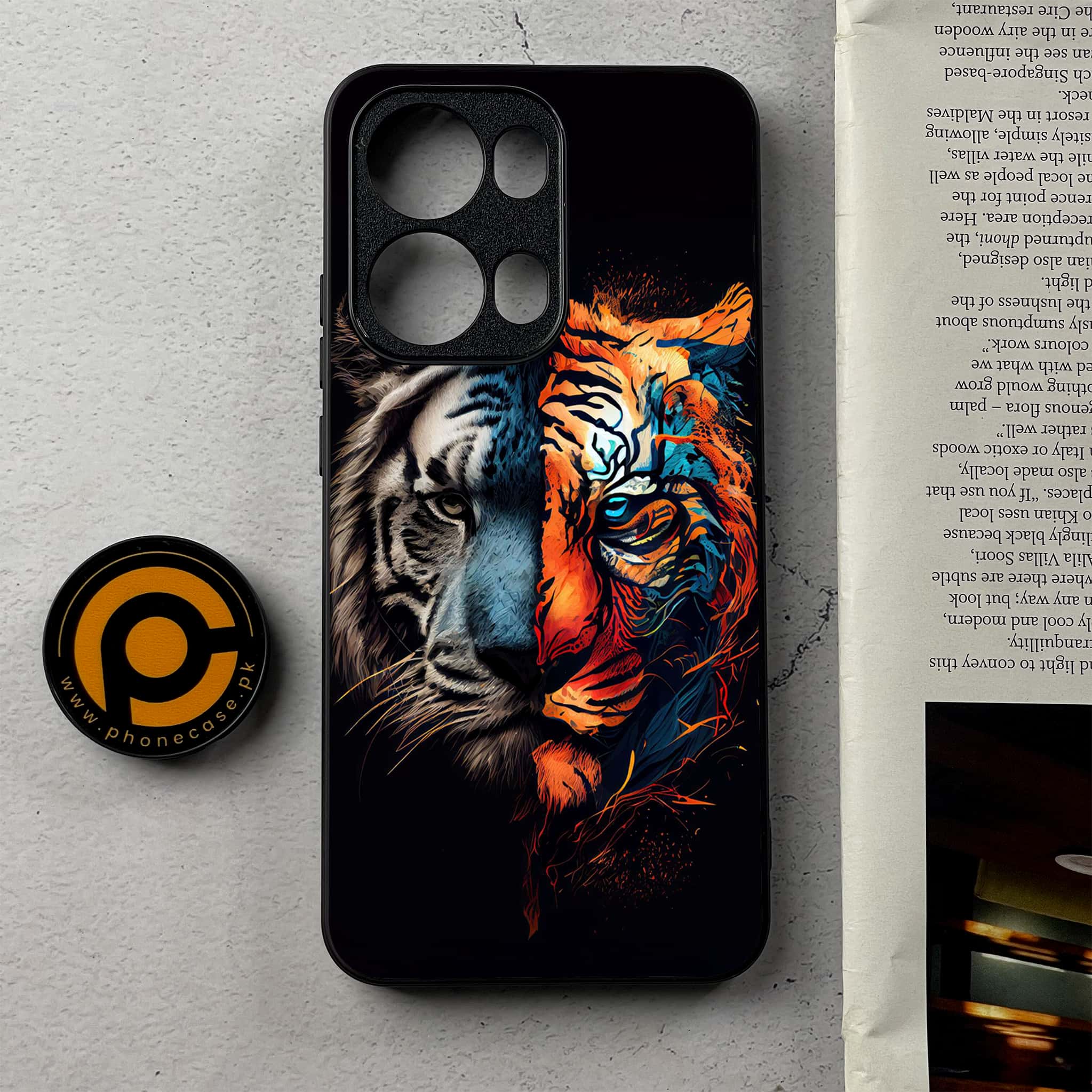 Oppo Reno 13 Pro - Tiger 2.0 Series - Premium Metal Printed Soft Bumper Shockproof Case