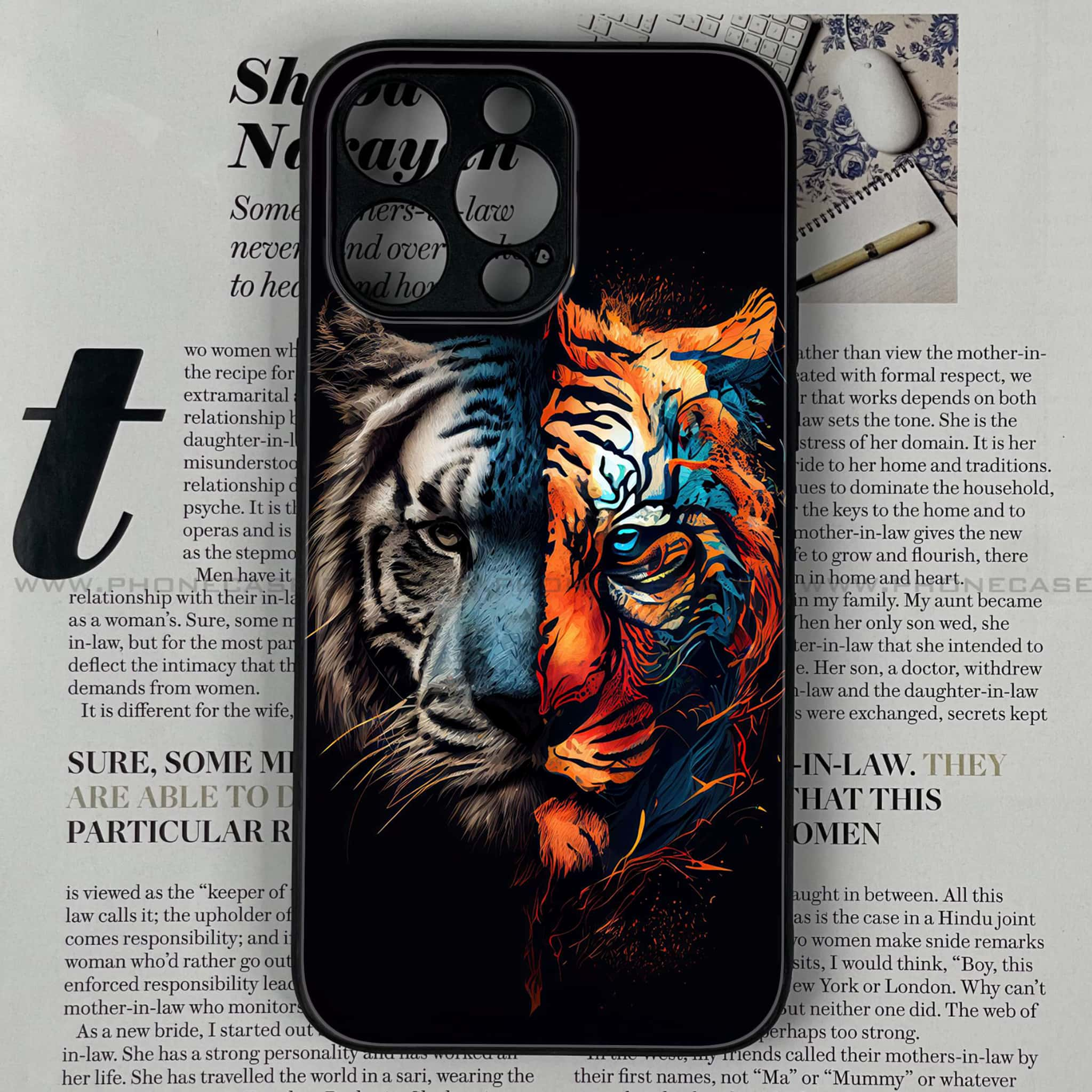 iPhone 14 Pro Max - Tiger Series 2.0 - Premium Printed Glass soft Bumper shock Proof Case