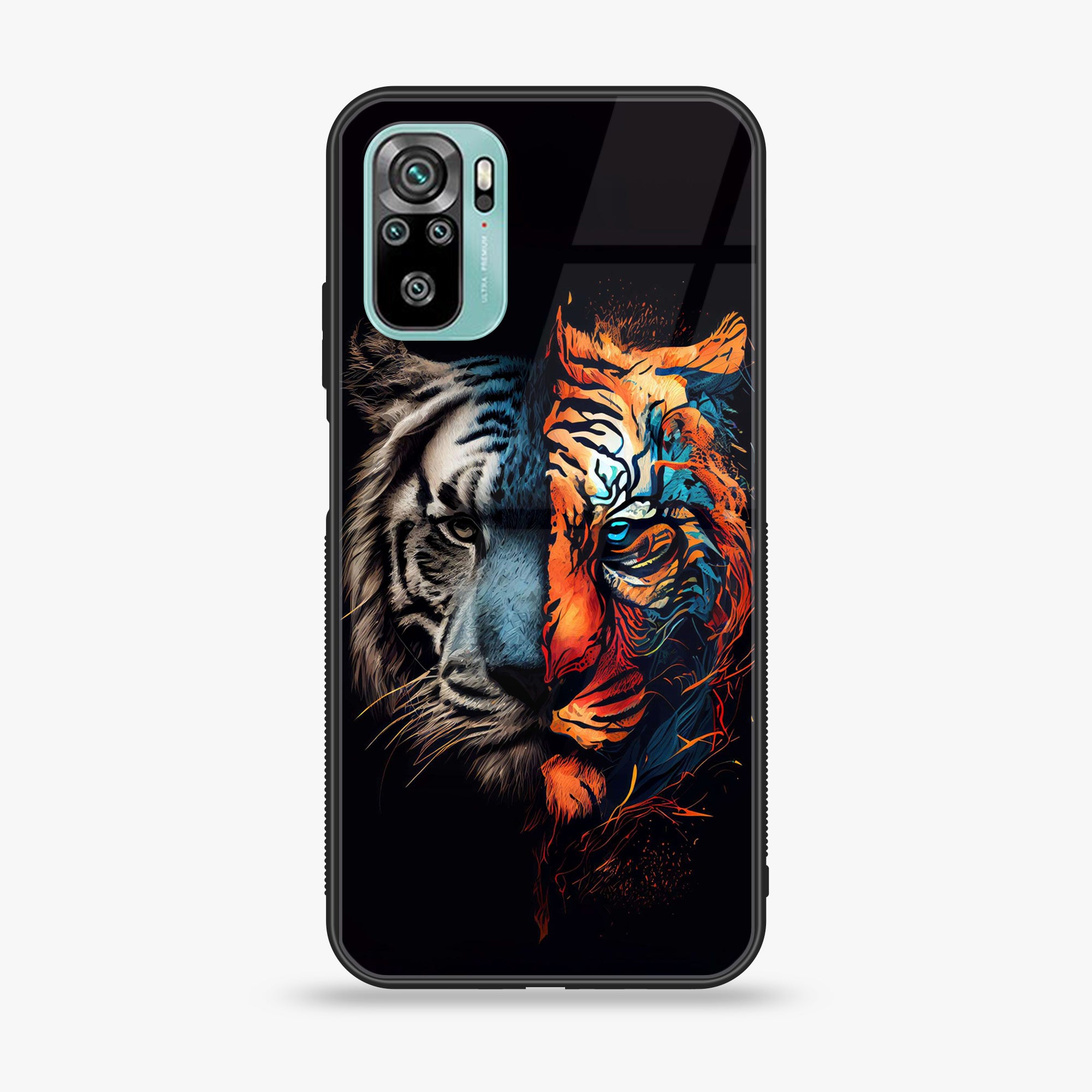 Redmi 10 - Tiger 2.0 Series - Premium Printed Glass soft Bumper shock Proof Case