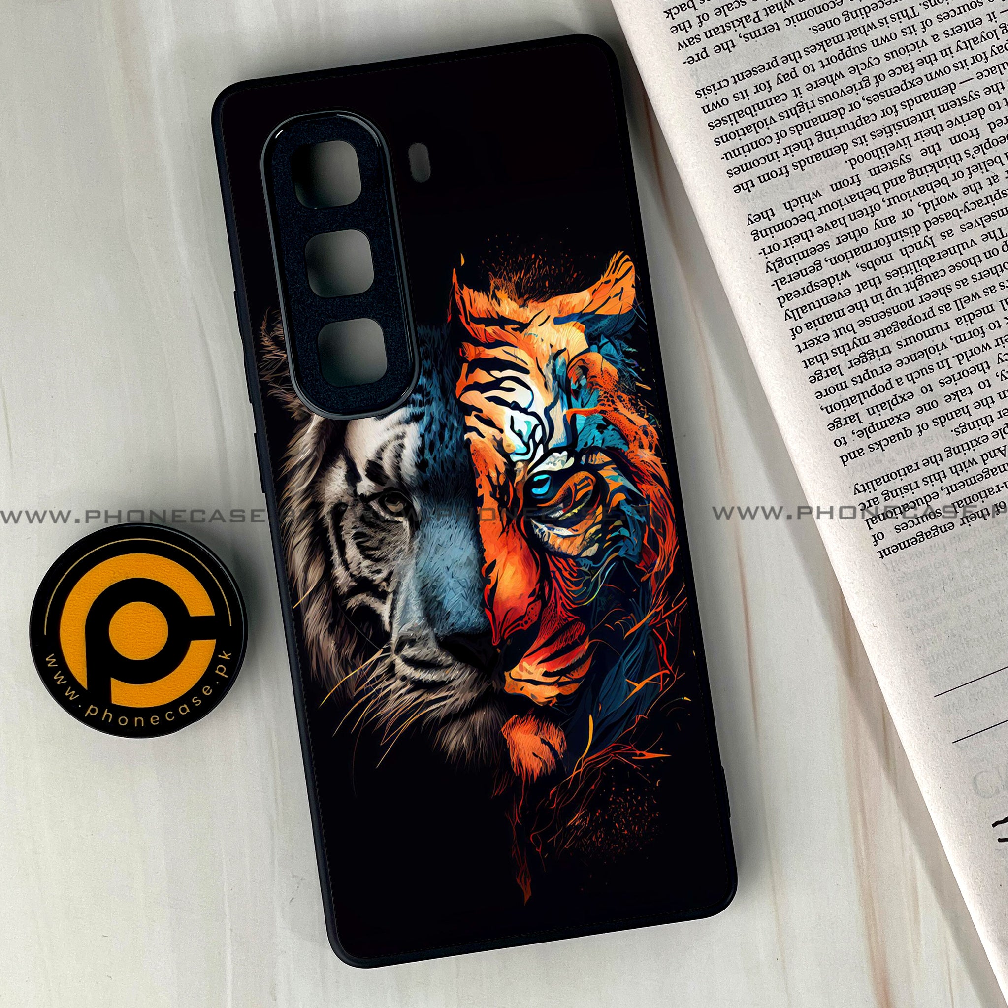 Infinix Hot 50 Pro Plus - Tiger 2.0 Series - Premium Printed Glass soft Bumper shock Proof Case