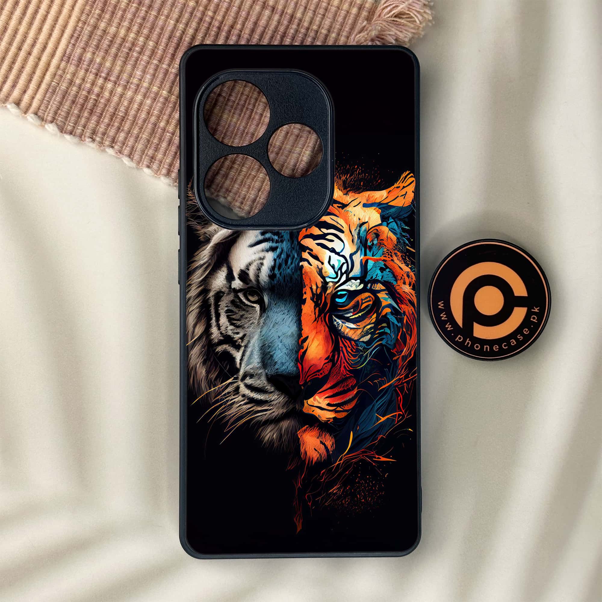 Realme GT 6 - Tiger 2.0 Series - Premium Metal Printed soft Bumper shock Proof Case