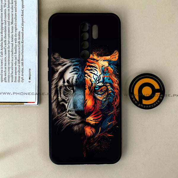 Xiaomi Redmi 9 - Tiger 2.0 Series - Premium Printed Glass soft Bumper shock Proof Case