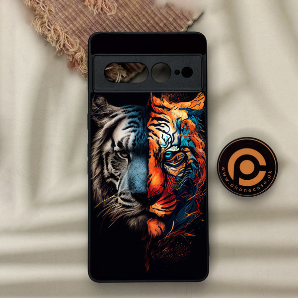 Google Pixel 7 Pro - Tiger Series 2.0 - Premium Metal Printed soft Bumper Shock Proof Case