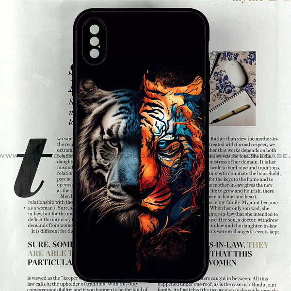 iPhone XS Max - Tiger Series 2.0 - Premium Printed Glass soft Bumper shock Proof Case