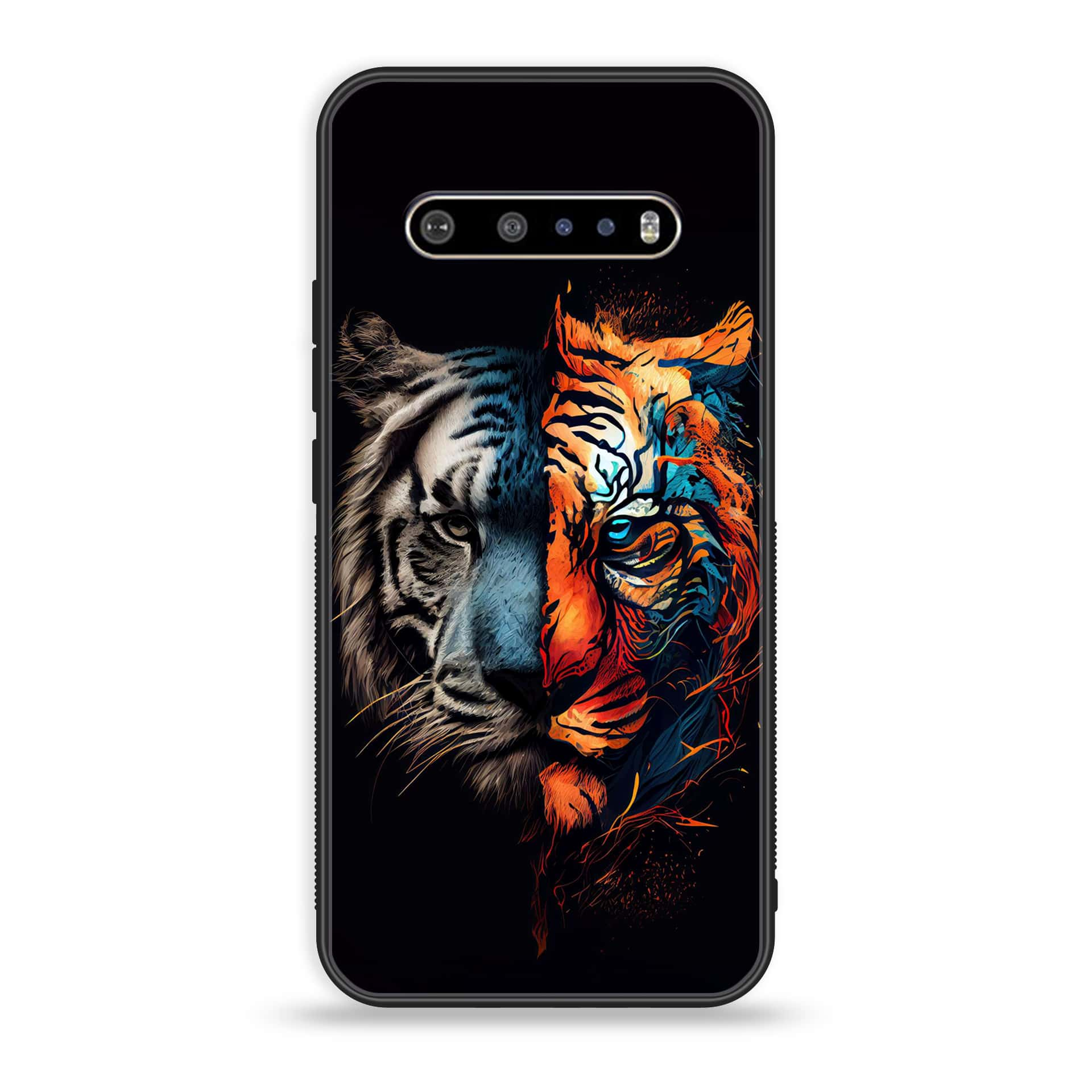 LG V60 Tiger 2.0 Series Premium Printed Glass soft Bumper shock Proof Case