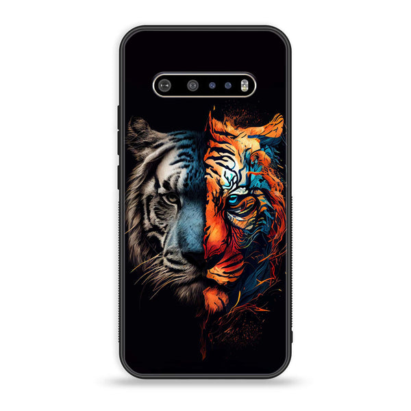 LG V60 Tiger 2.0 Series Premium Printed Glass soft Bumper shock Proof Case