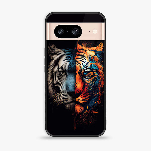 Google Pixel 8 - Tiger 2.0 Series - Premium Printed Glass soft Bumper shock Proof Case