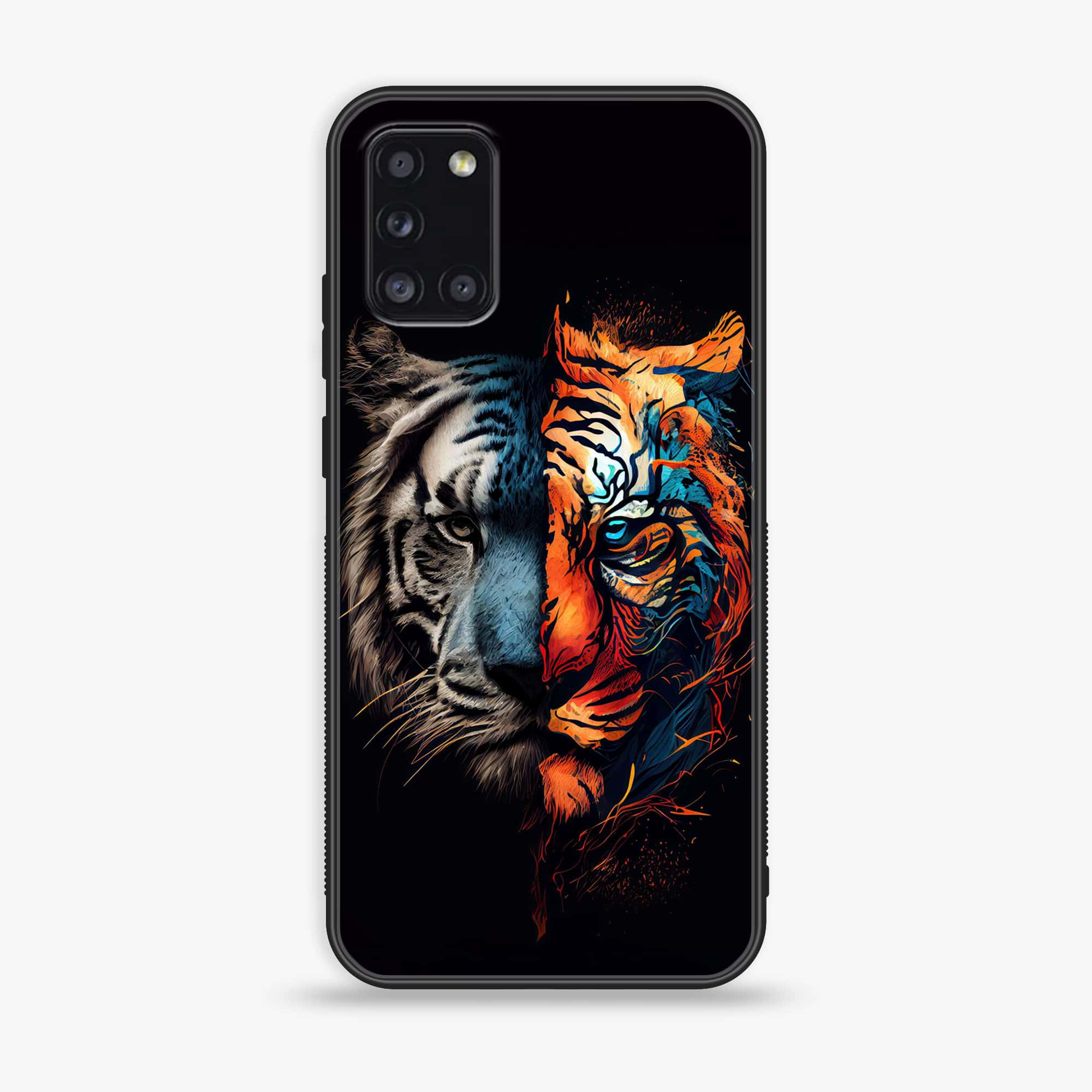 Samsung Galaxy A31 - Tiger Series 2.0 - Premium Printed Glass soft Bumper shock Proof Case