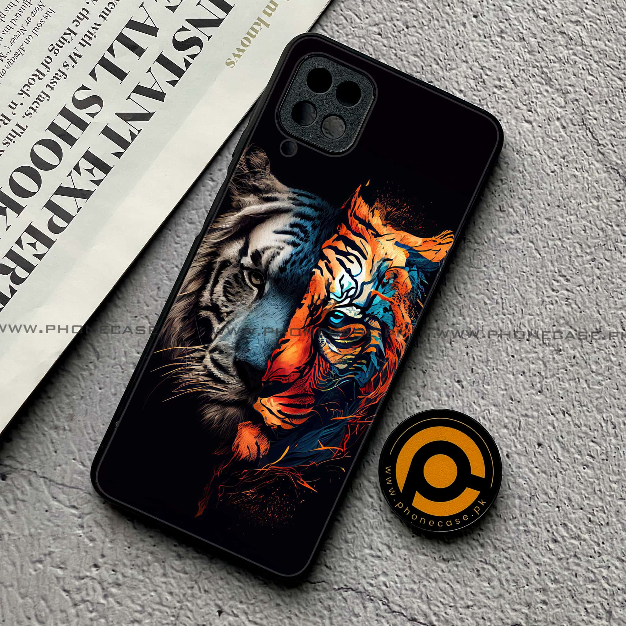 Samsung Galaxy A12 / A12 Nacho - Tiger 2.0 Series - Premium Printed Glass soft Bumper shock Proof Case