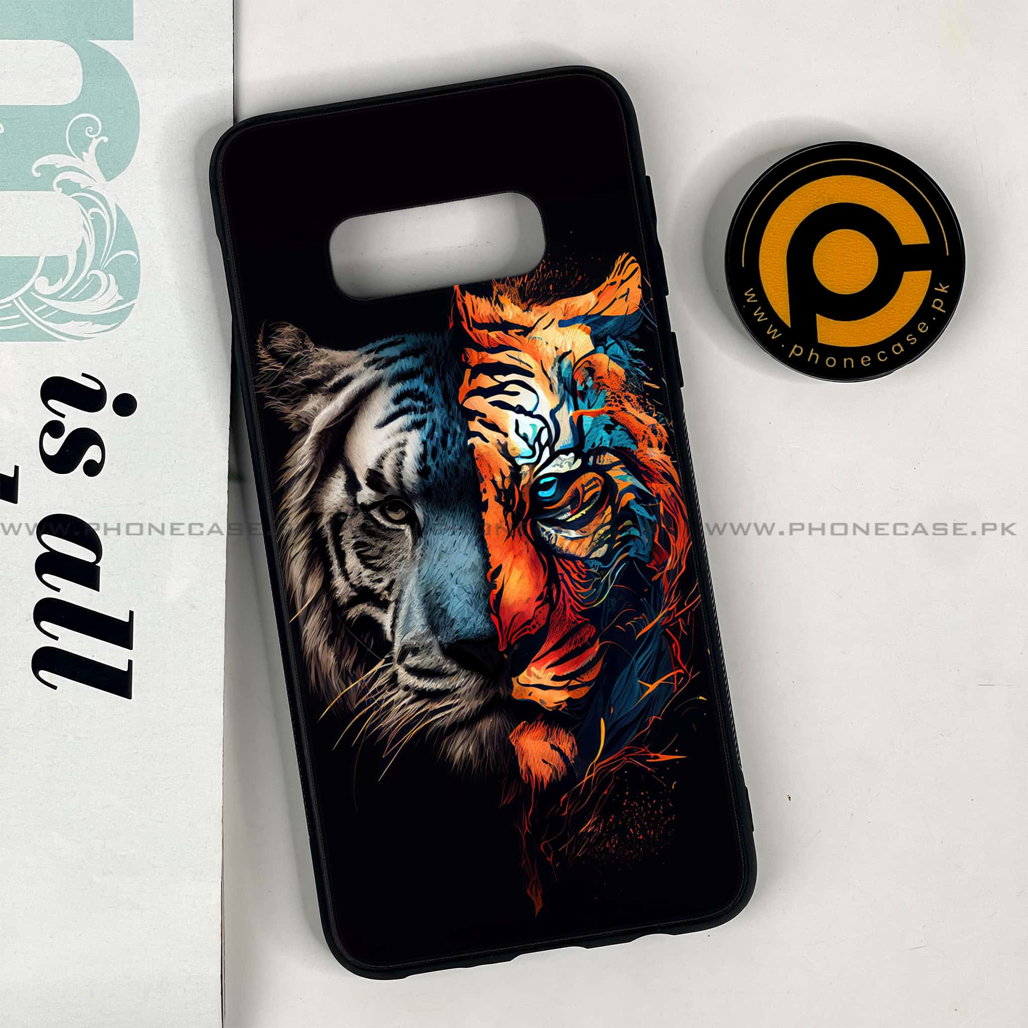 Galaxy S10e - Tiger 2.0 Series - Premium Printed Glass soft Bumper shock Proof Case