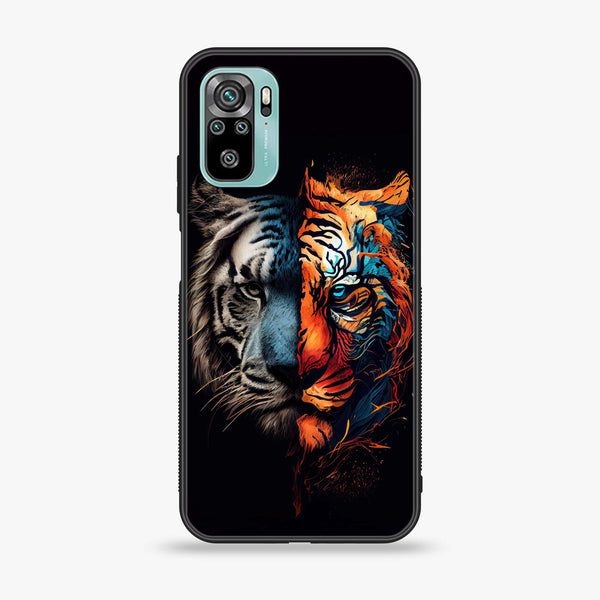 Xiaomi Redmi Note 10 - Tiger 2.0 Series - Premium Printed Glass soft Bumper shock Proof Case