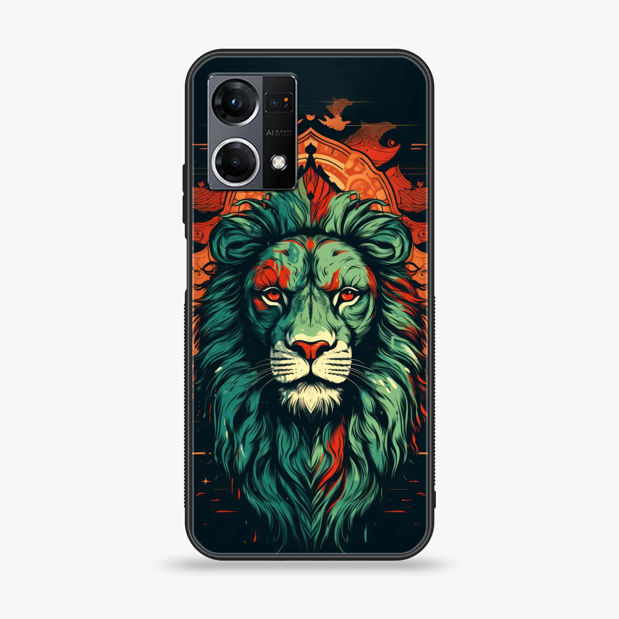 Oppo Reno 7 - Tiger 2.0 Series - Premium Printed Glass soft Bumper shock Proof Case