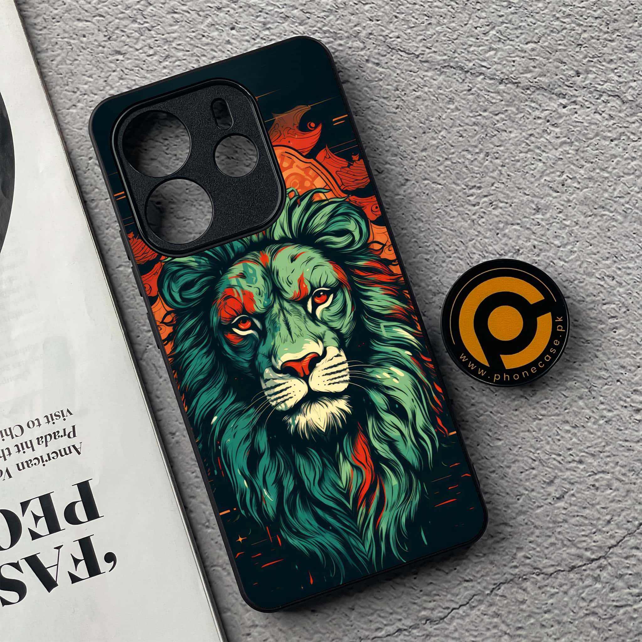 Xiaomi Redmi Note 14 - Tiger 2.0 Series - Premium Printed Glass soft Bumper shock Proof Case