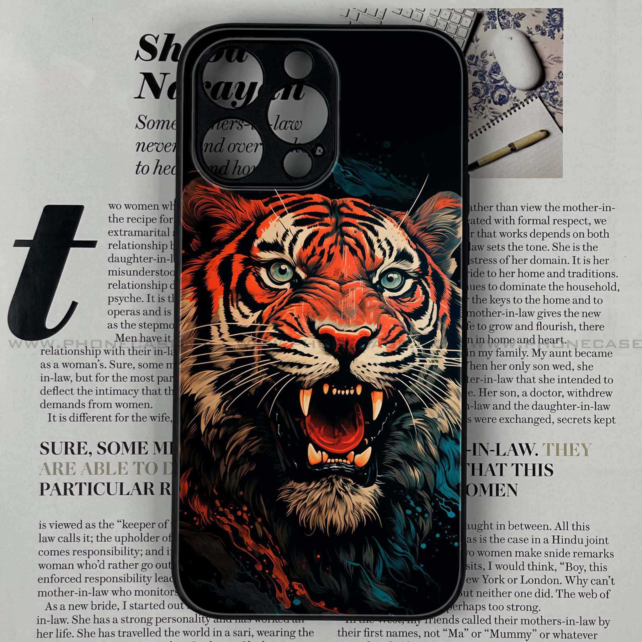 iPhone 14 Pro Max - Tiger Series 2.0 - Premium Printed Glass soft Bumper shock Proof Case