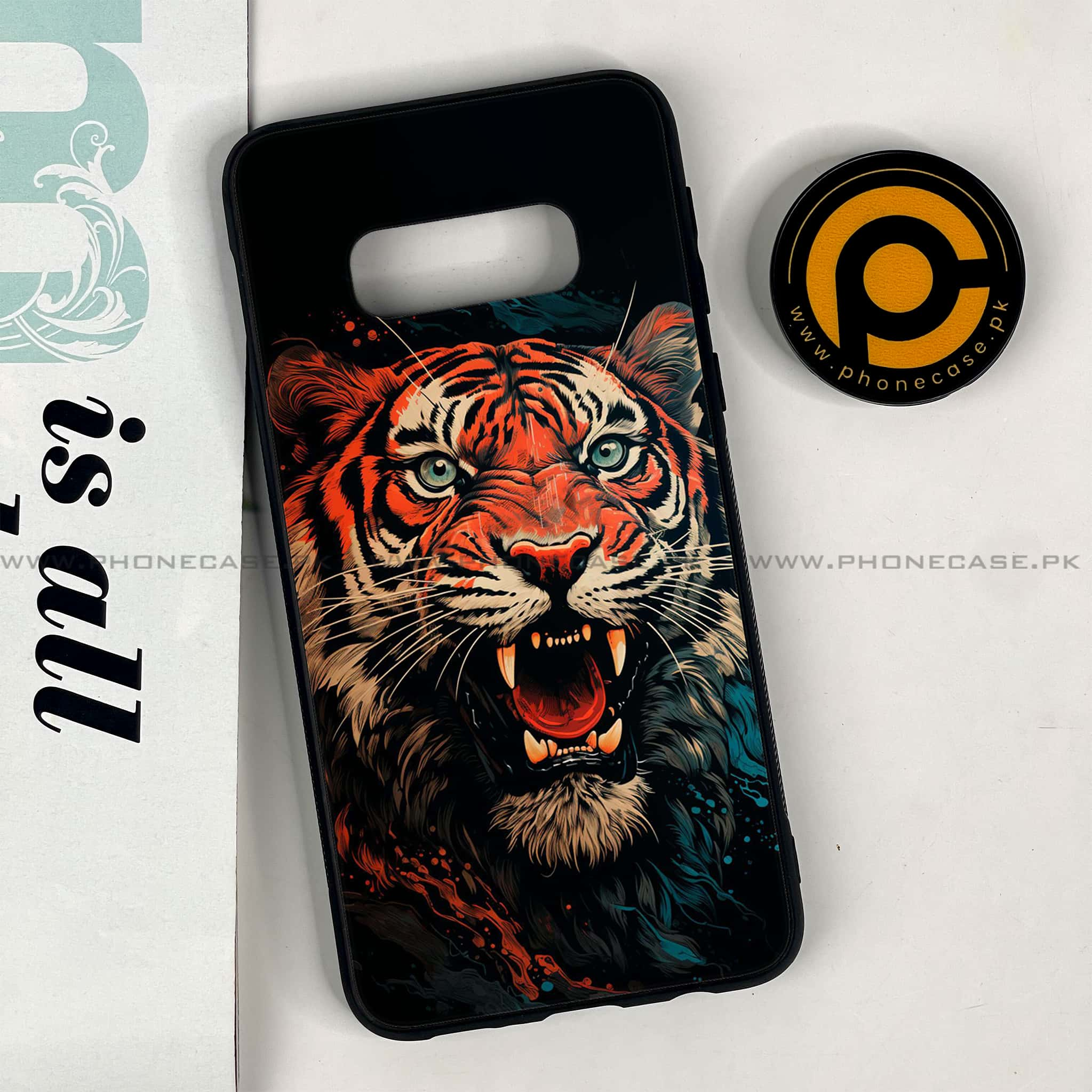 Galaxy S10e - Tiger 2.0 Series - Premium Printed Glass soft Bumper shock Proof Case