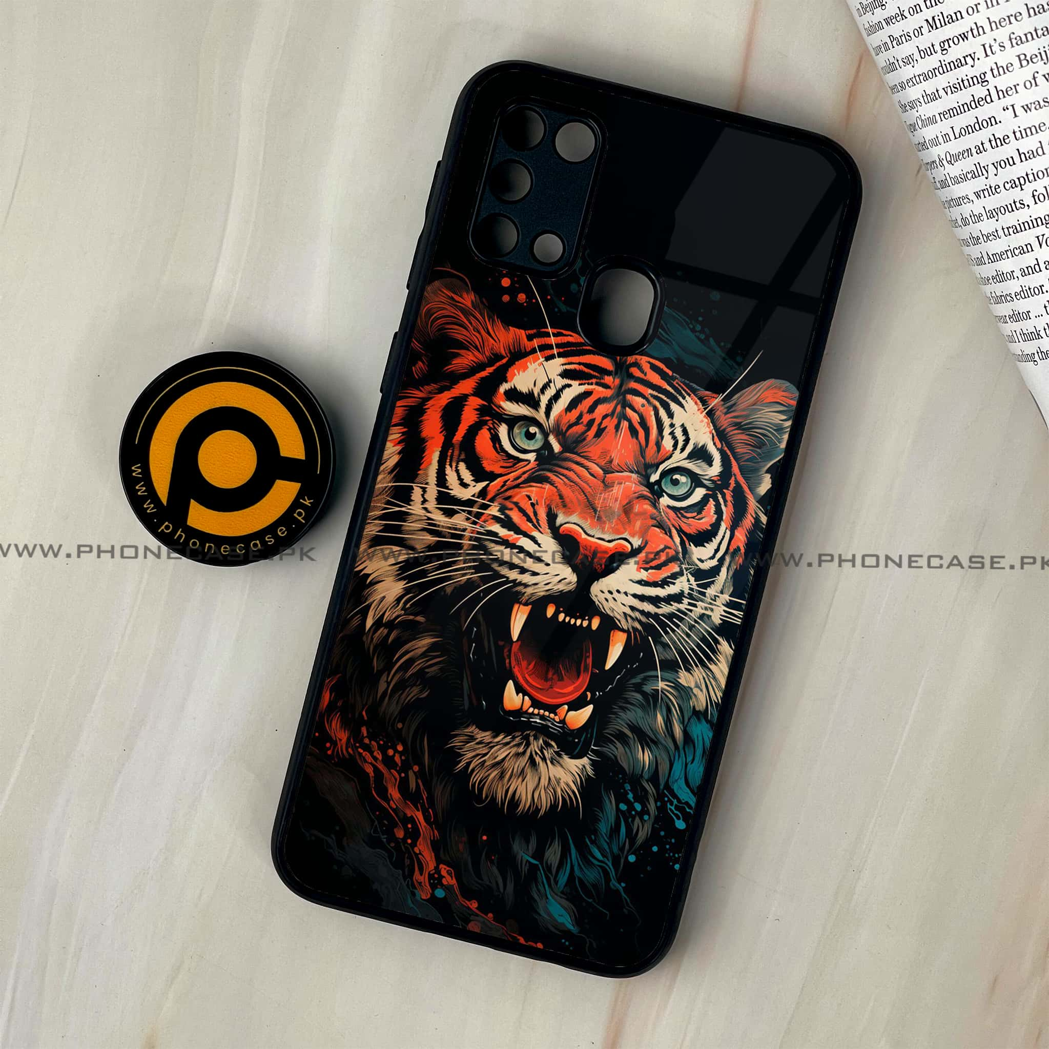 Galaxy M31 - Tiger 2.0 Series - Premium Printed Glass soft Bumper shock Proof Case