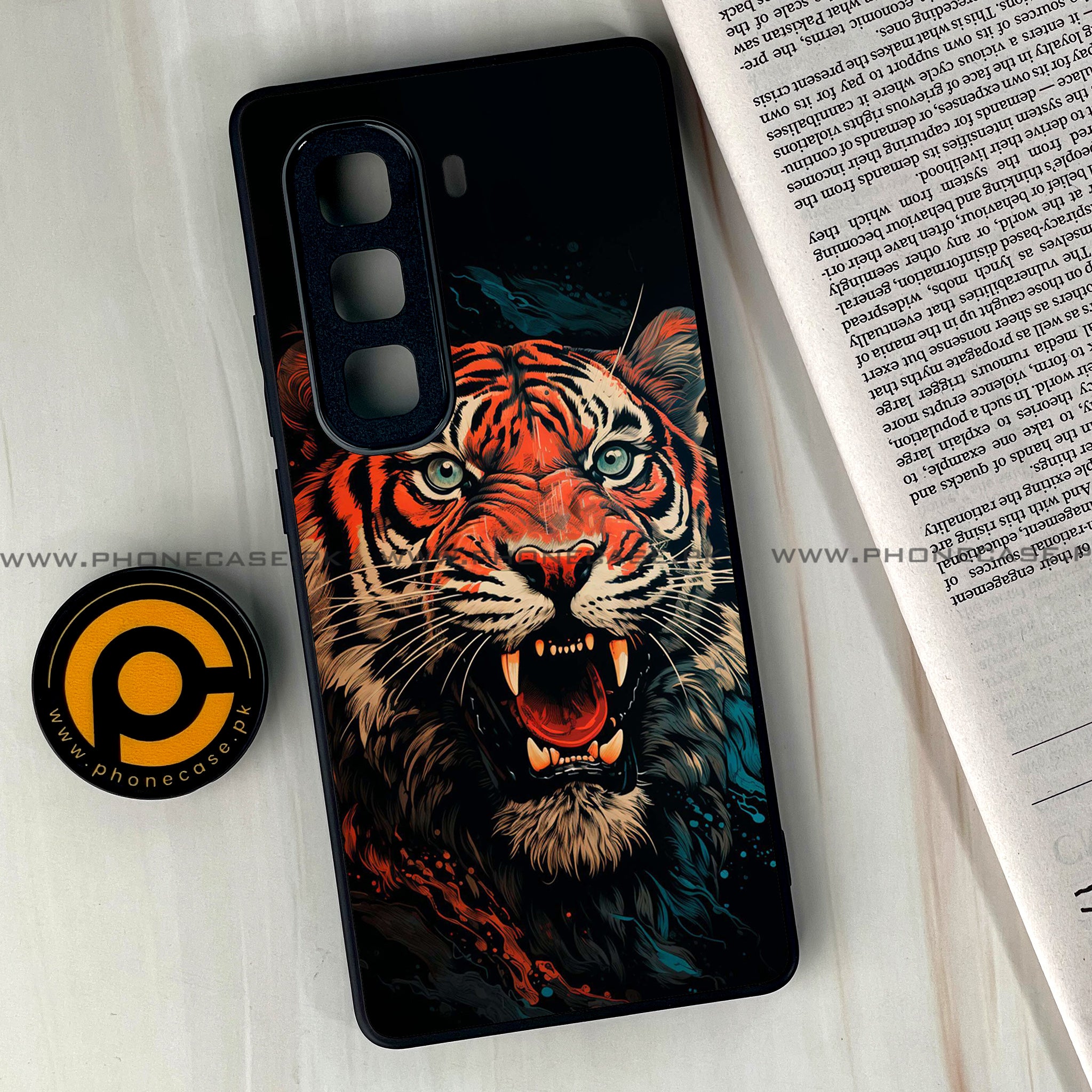 Infinix Hot 50 Pro Plus - Tiger 2.0 Series - Premium Printed Glass soft Bumper shock Proof Case