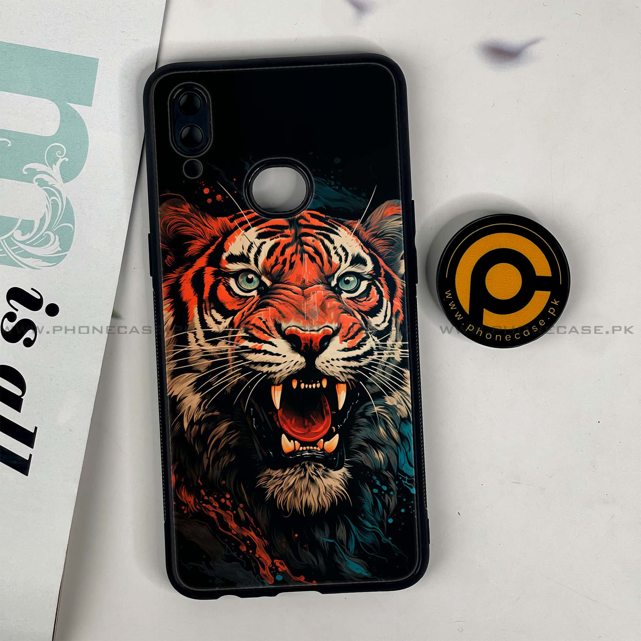 Galaxy A10s - Tiger 2.0 Series - Premium Printed Glass soft Bumper shock Proof Case