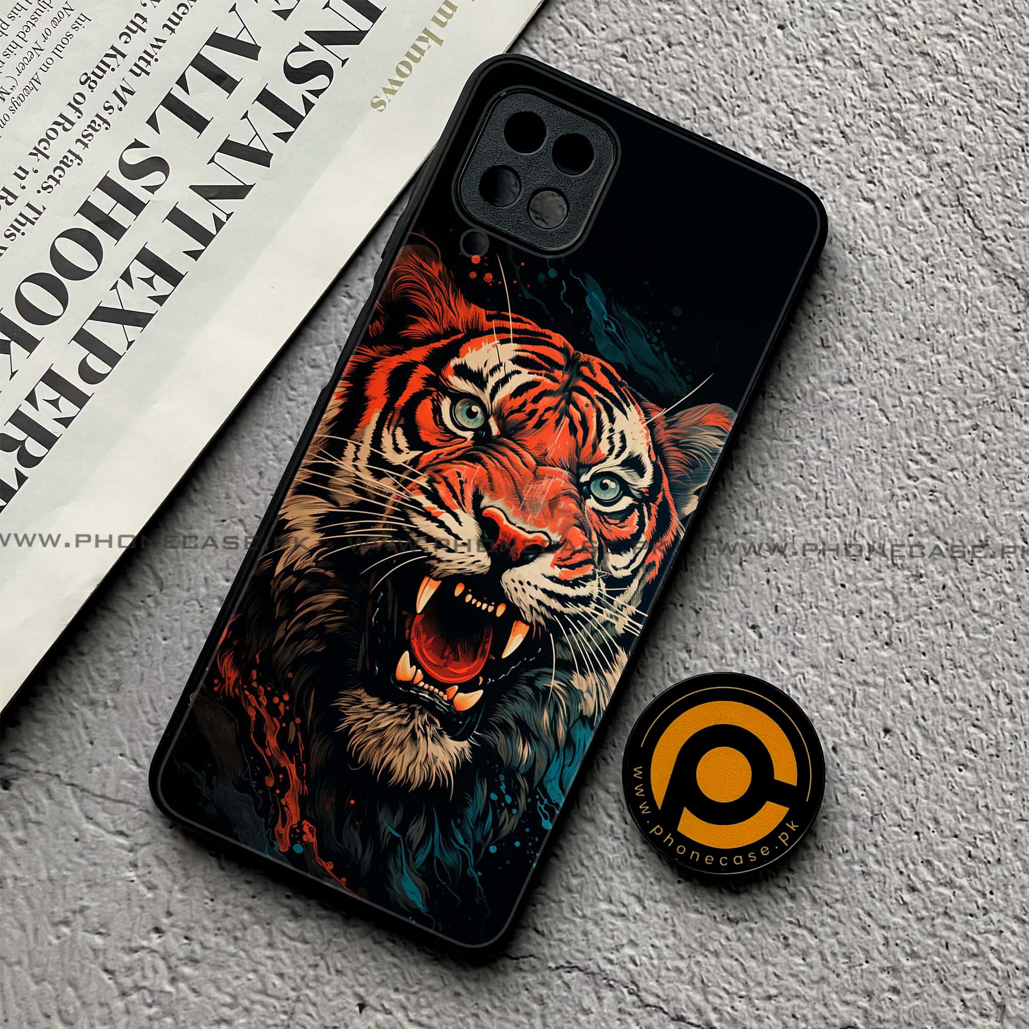 Samsung Galaxy A12 / A12 Nacho - Tiger 2.0 Series - Premium Printed Glass soft Bumper shock Proof Case