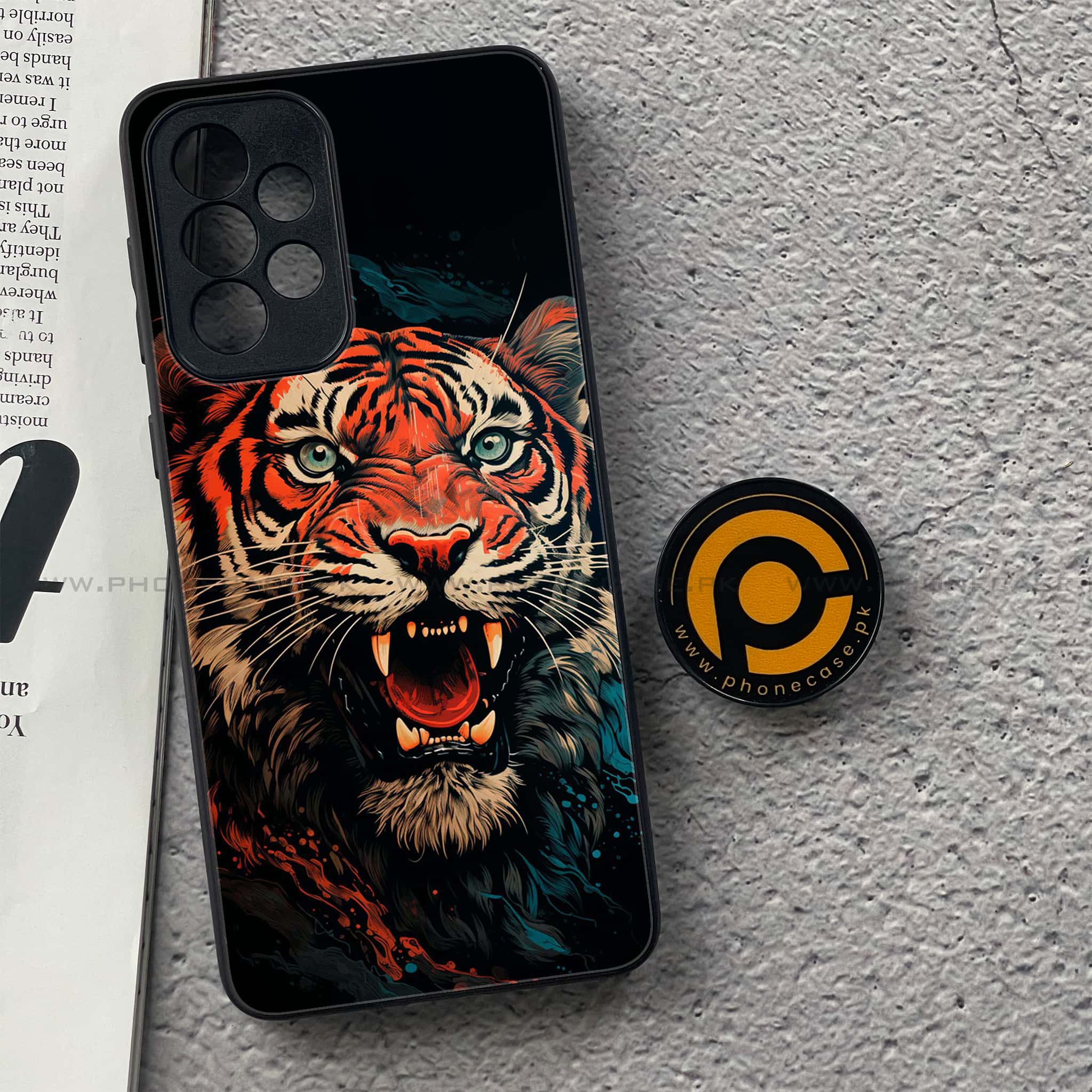 Samsung Galaxy A33- Tiger 2.0 Series - Premium Printed Glass soft Bumper shock Proof Case