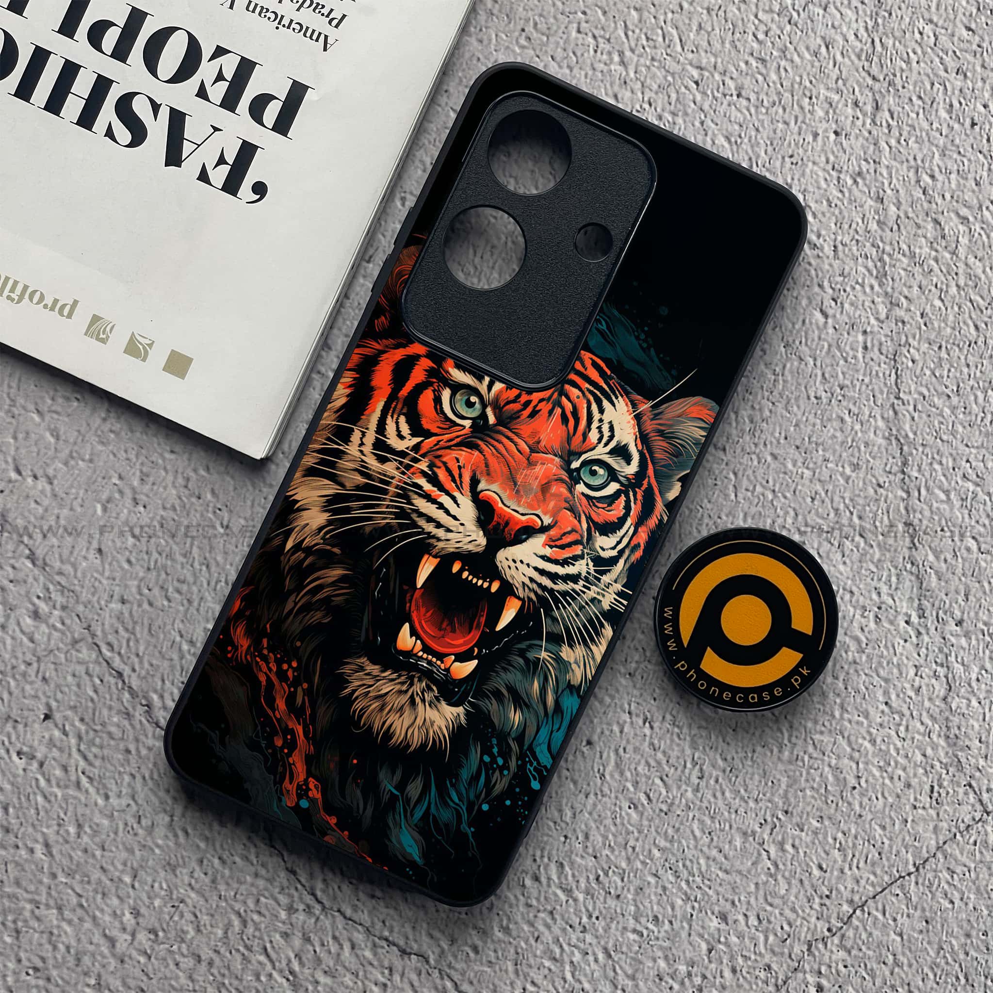 Realme Note 60x - Tiger 2.0 Series - Premium Metal  Printed soft Bumper shock Proof Case