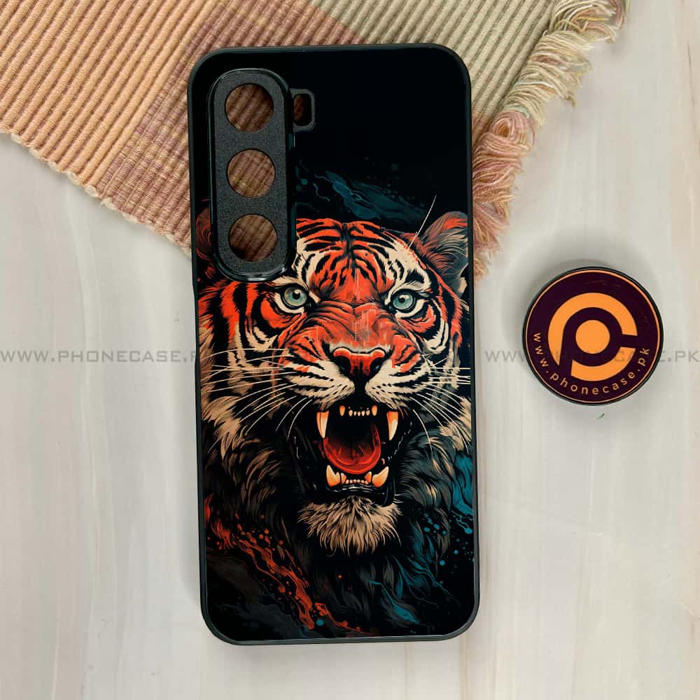 Infinix Hot 60i - Tiger 2.0 Series - Premium Metal Printed soft Bumper shock Proof Case