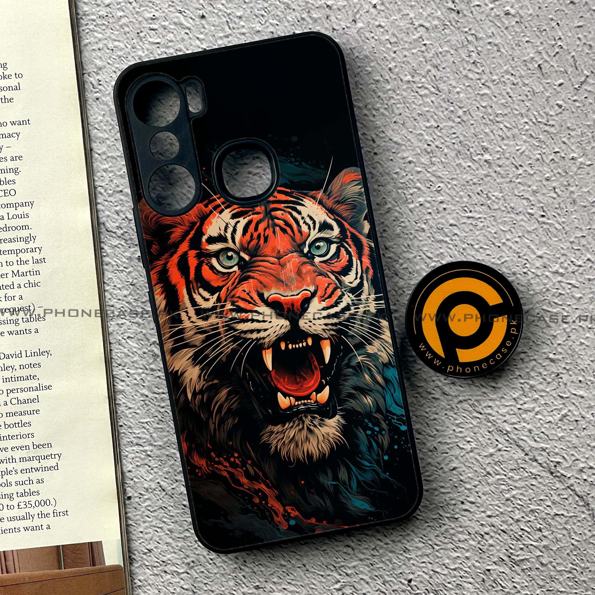 Infinix Hot 12 Pro - Tiger 2.0 Series - Premium Printed Glass soft Bumper shock Proof Case