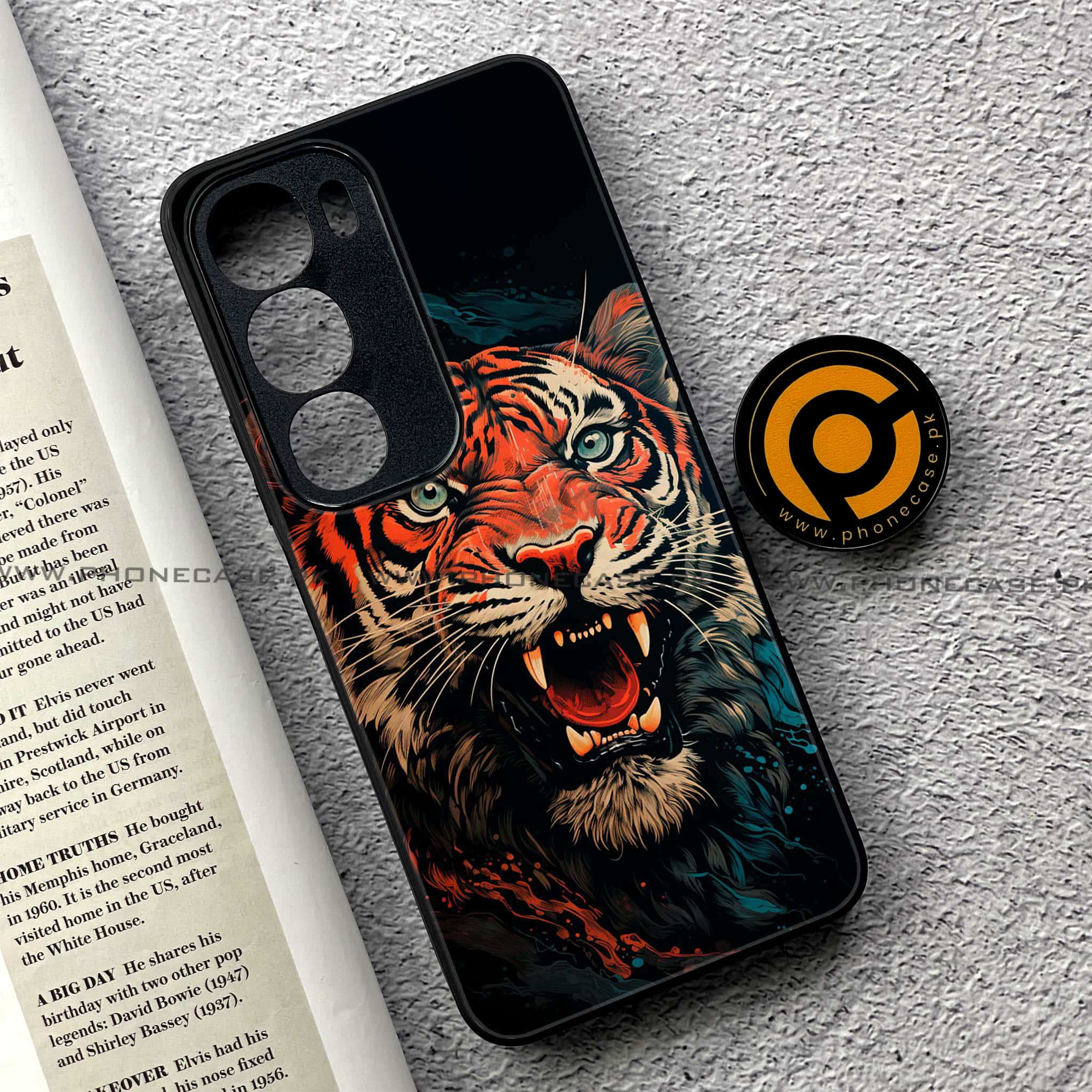 Vivo Y19s - Tiger 2.0 Series - Premium Printed Glass soft Bumper shock Proof Case