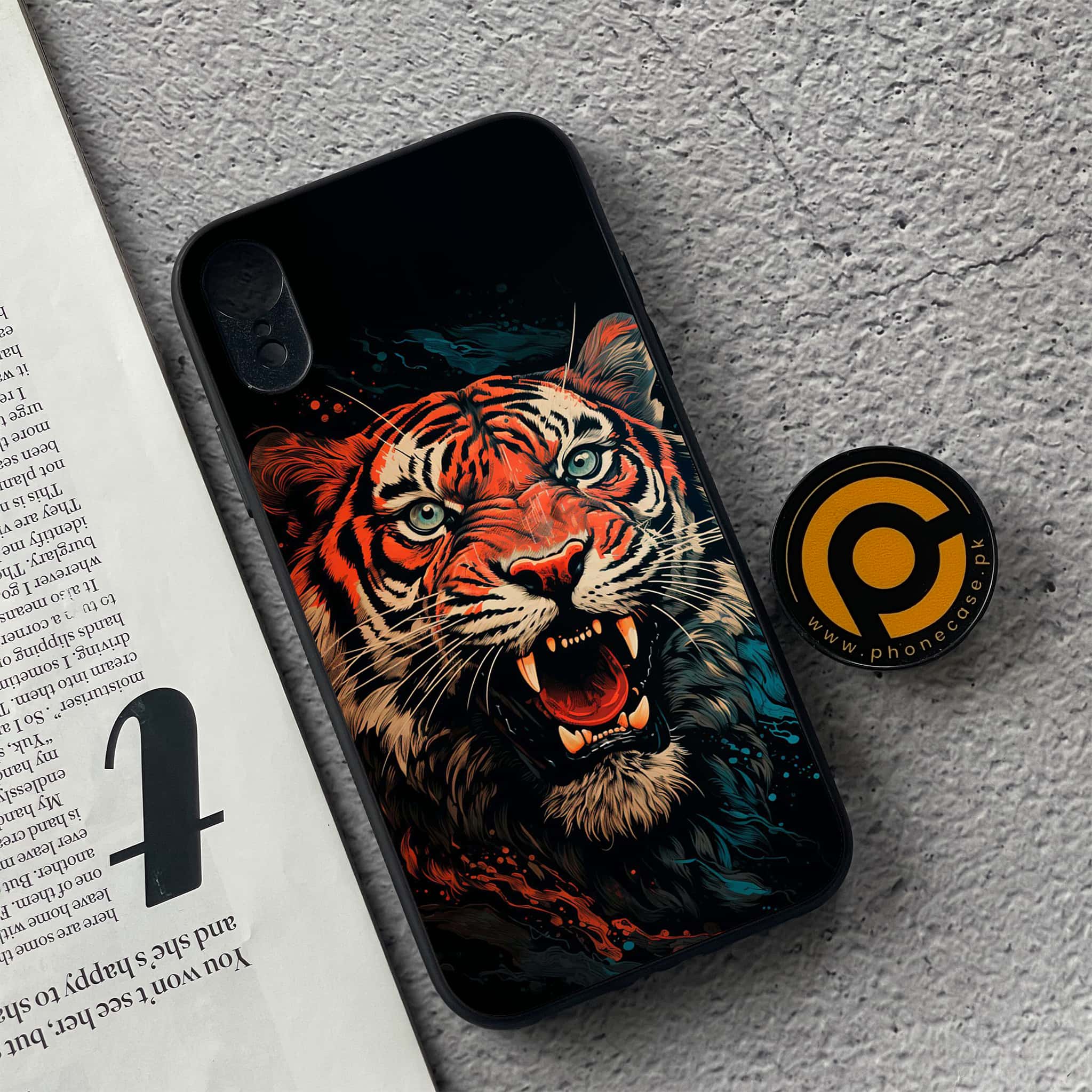 iPhone XR - Tiger 2.0 Series - Premium Metal  Printed soft Bumper shock Proof Case