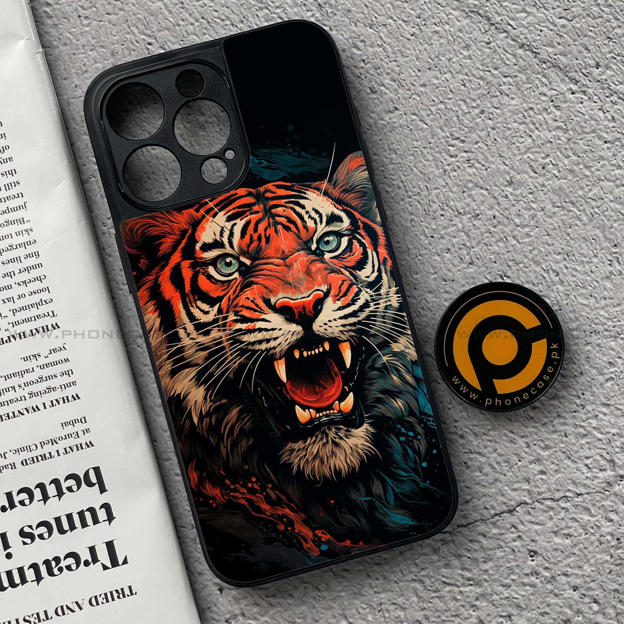 iPhone 15 Pro - Tiger 2.0 Series - Premium Metal Printed soft Bumper shock Proof Case