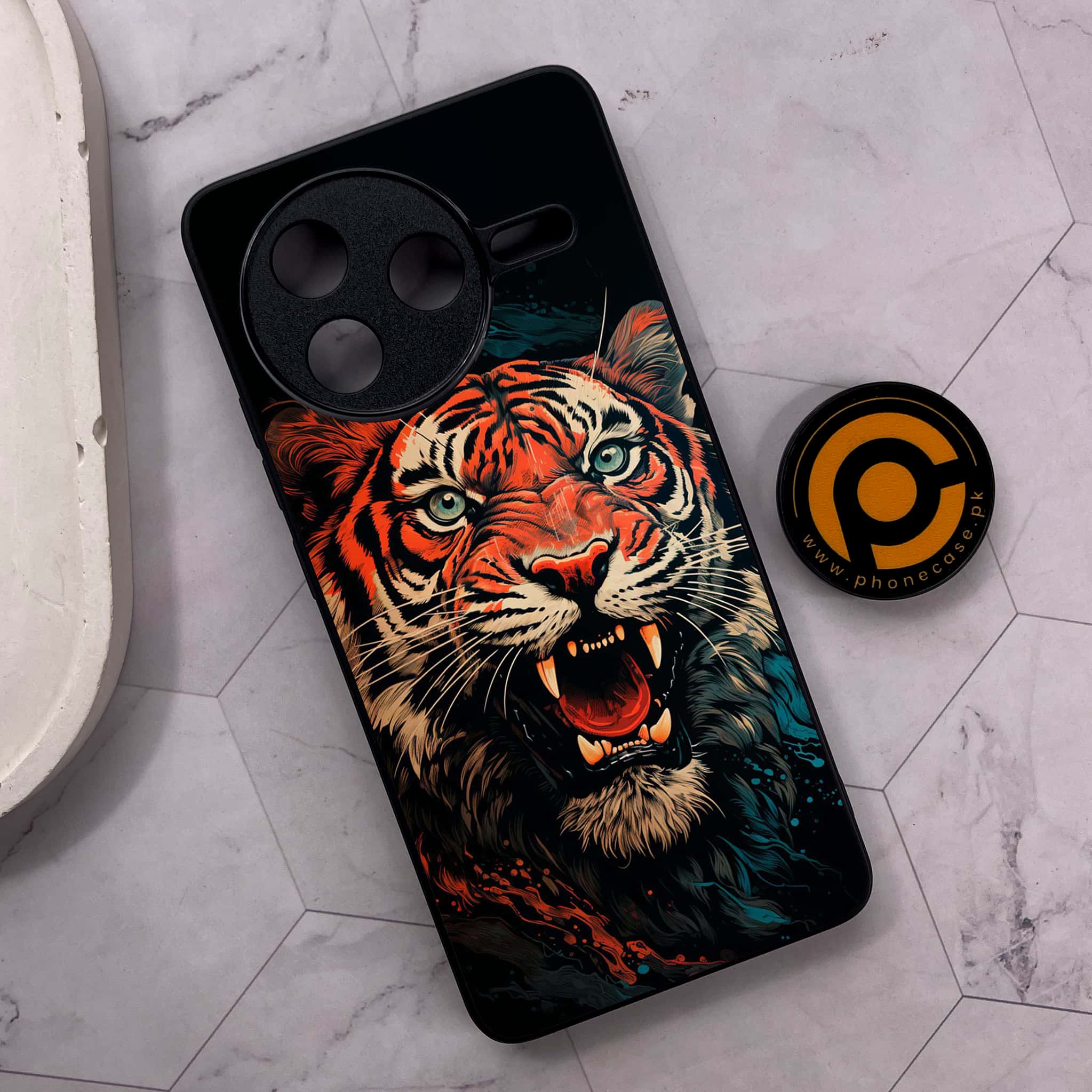 Xiaomi Poco F7 Pro 5G - Tiger 2.0 Series - Premium Metal Printed soft Bumper shock Proof Case